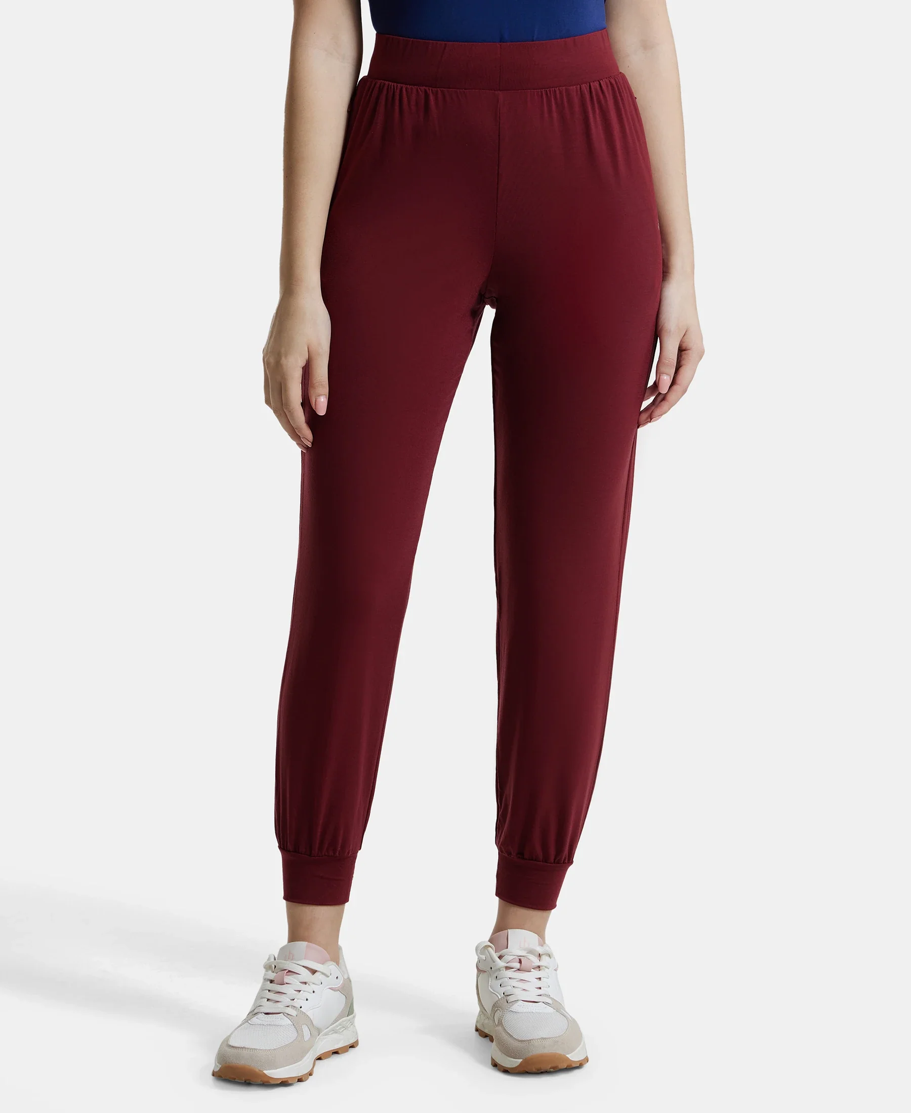 Tencel Lyocell Elastane Stretch Relaxed Fit Yoga Pants - Cabernet