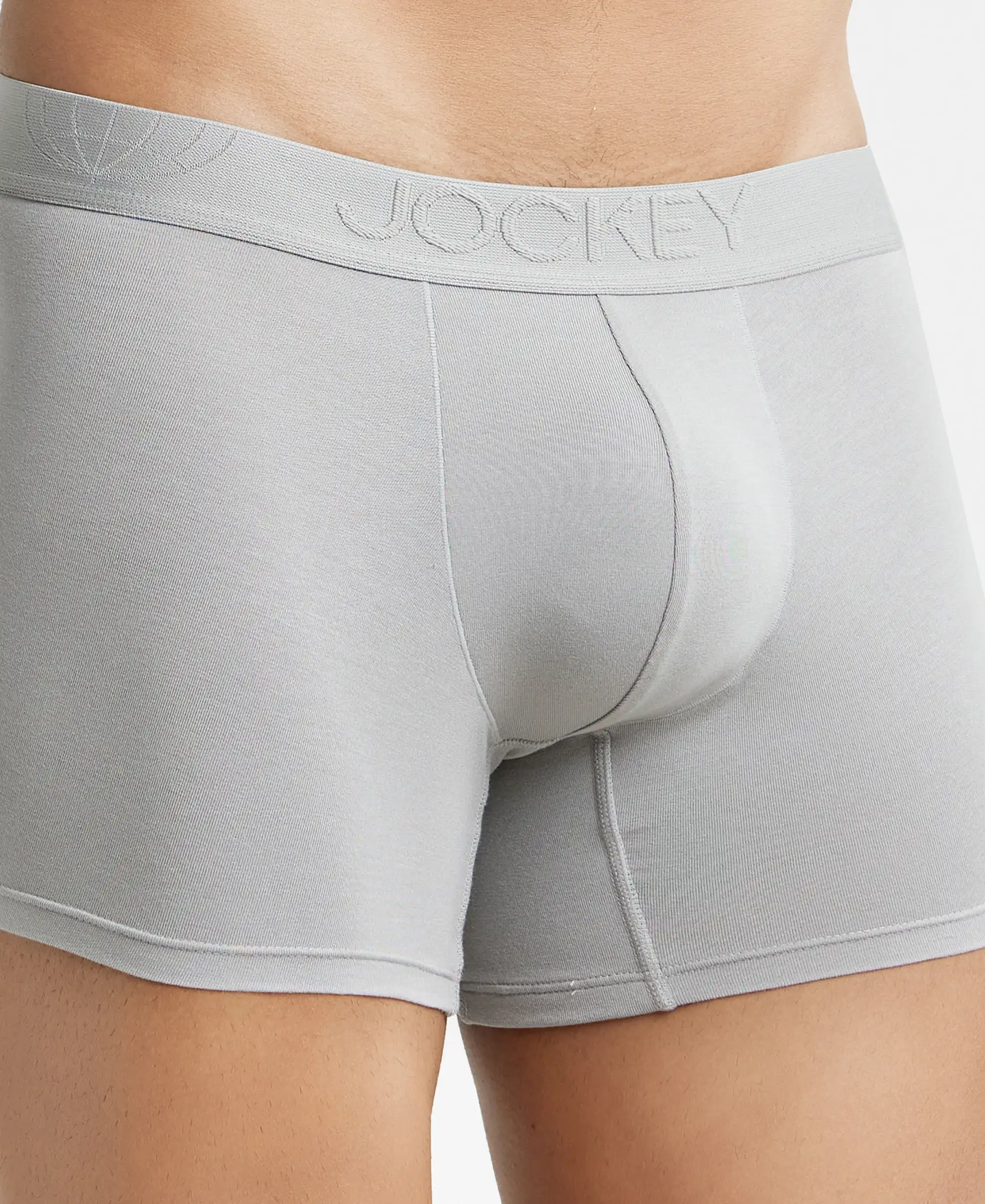 Tencel Micro Modal Cotton Elastane Stretch Solid Trunk with Natural StayFresh Properties - Bright Light Grey - Image 6