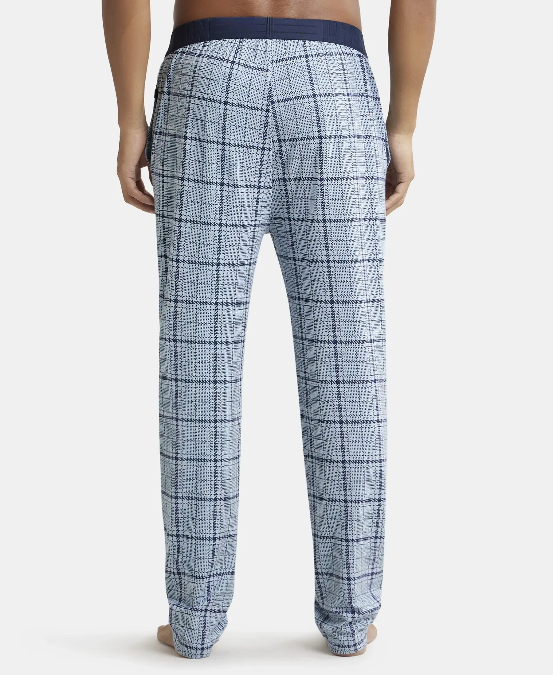 Tencel Micro Modal Cotton Elastane Stretch Regular Fit Pyjama with Side Pockets - Light Blue - Image 3