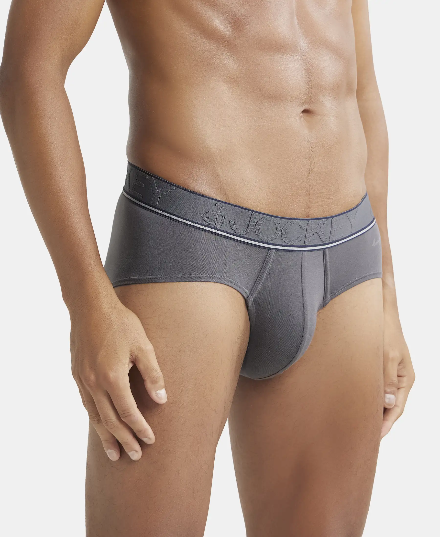 Tencel Micro Modal Elastane Stretch Solid Brief with StayFresh Properties - Gunmetal - Image 2