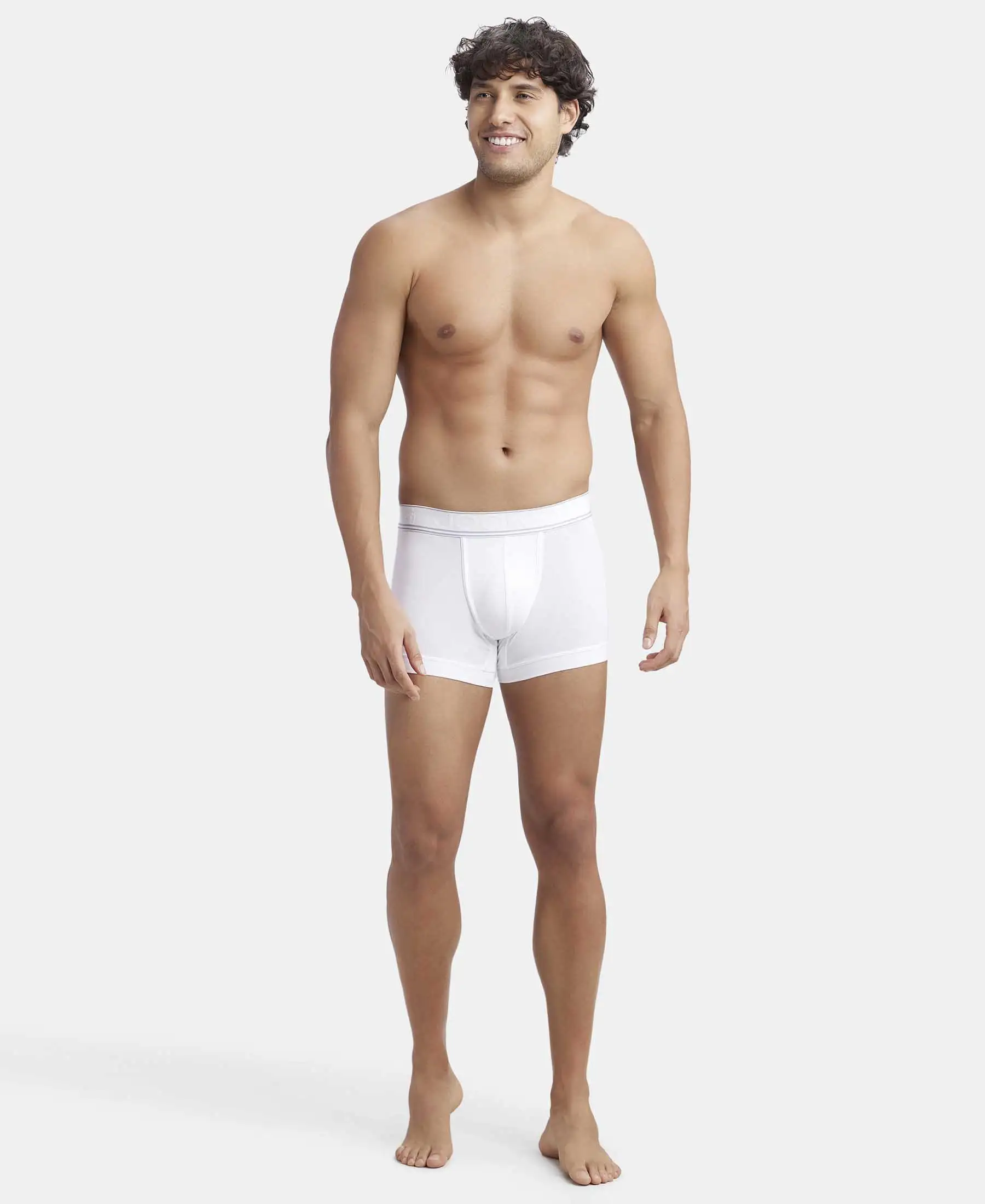 Tencel Micro Modal Elastane Stretch Solid Trunk with Natural StayFresh Properties - White - Image 4