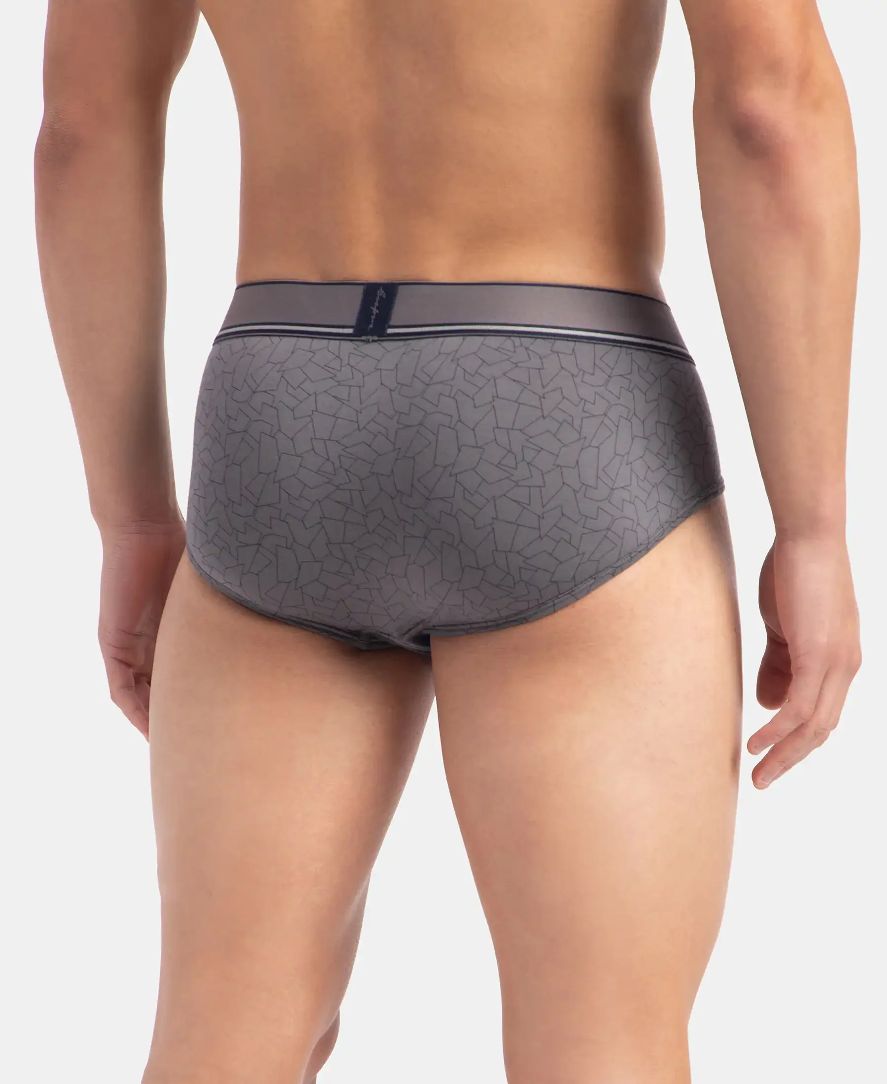 Tencel Micro Modal Elastane Stretch Printed Brief with Natural StayFresh Properties - Gun Metal - Image 3