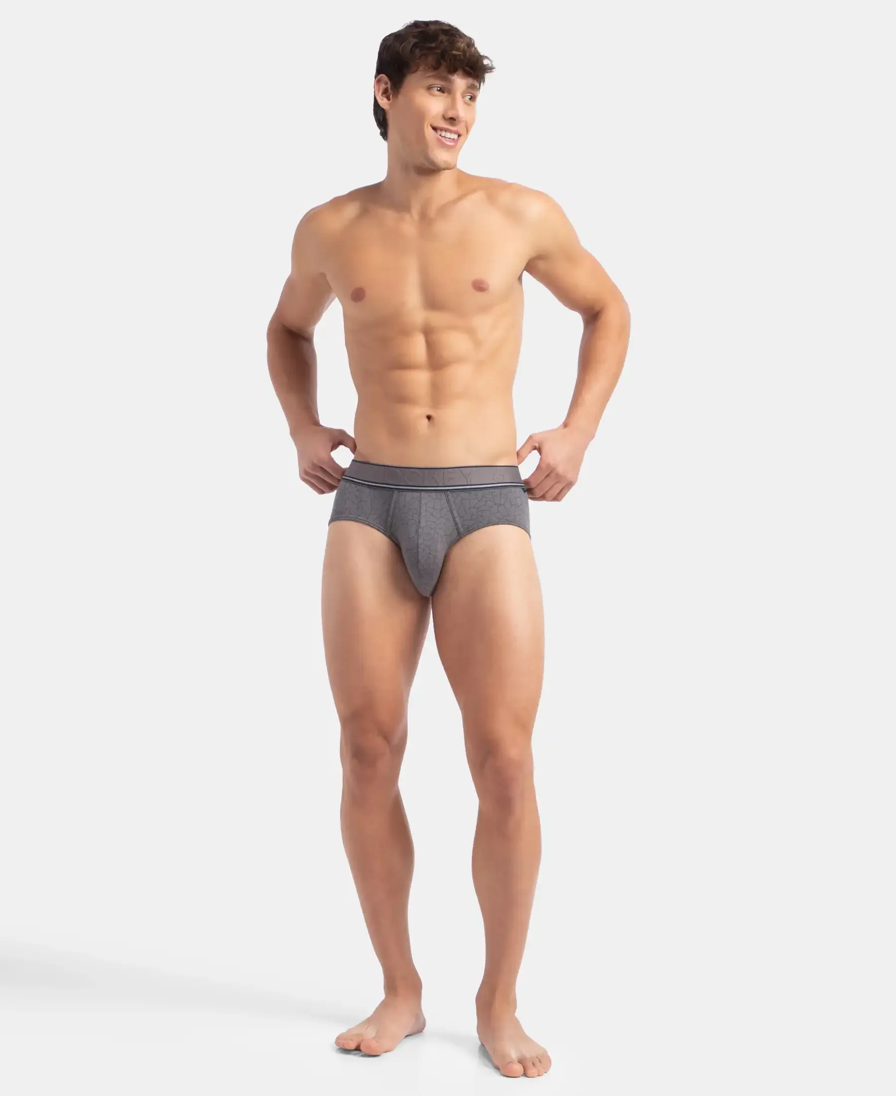 Tencel Micro Modal Elastane Stretch Printed Brief with Natural StayFresh Properties - Gun Metal - Image 4