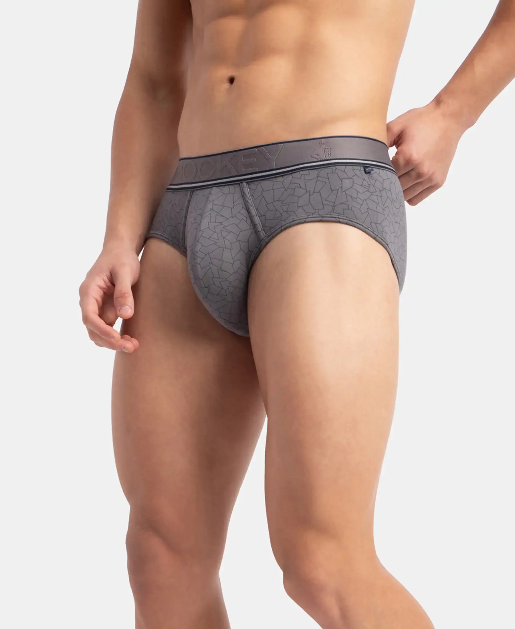 Tencel Micro Modal Elastane Stretch Printed Brief with Natural StayFresh Properties - Gun Metal - Image 5