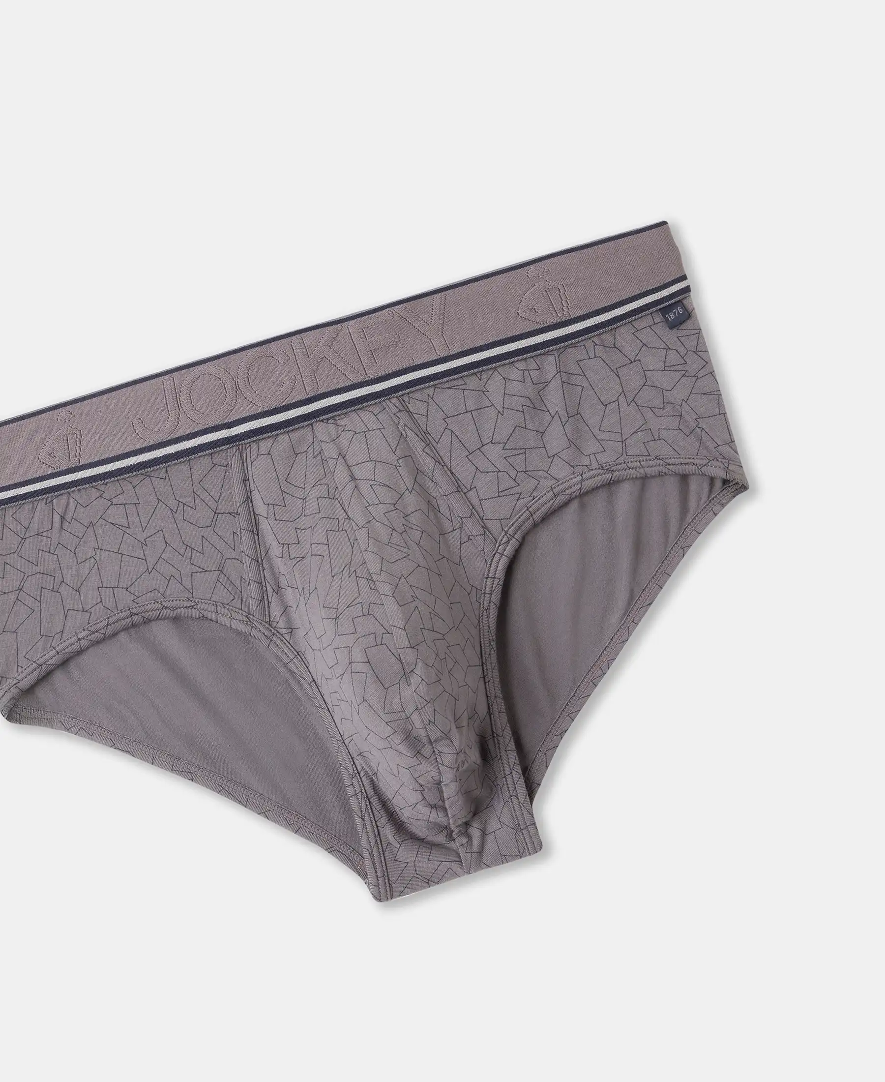 Tencel Micro Modal Elastane Stretch Printed Brief with Natural StayFresh Properties - Gun Metal - Image 8