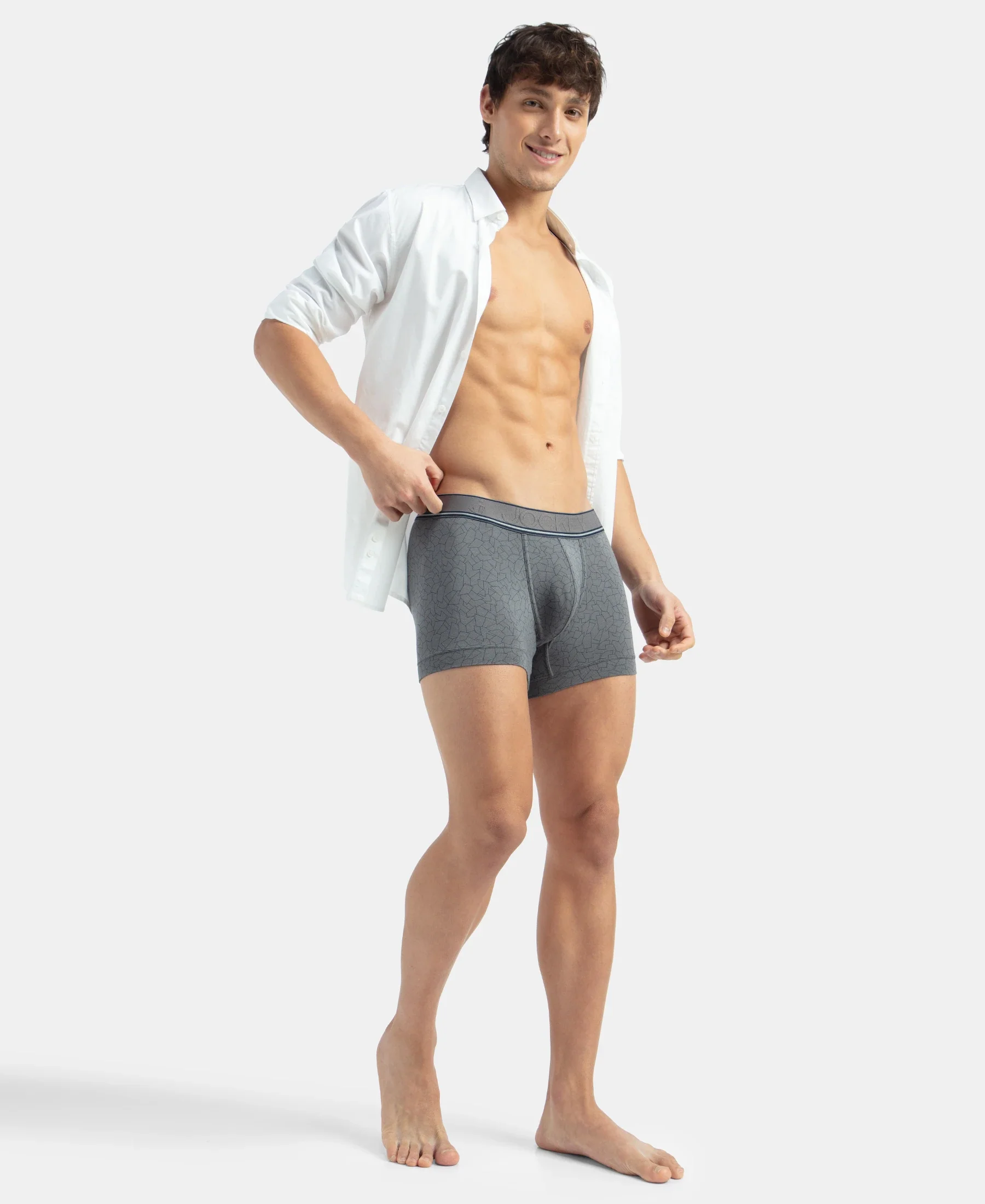 Tencel Micro Modal Elastane Stretch Printed Trunk with Natural StayFresh Properties - Gun Metal - Image 6