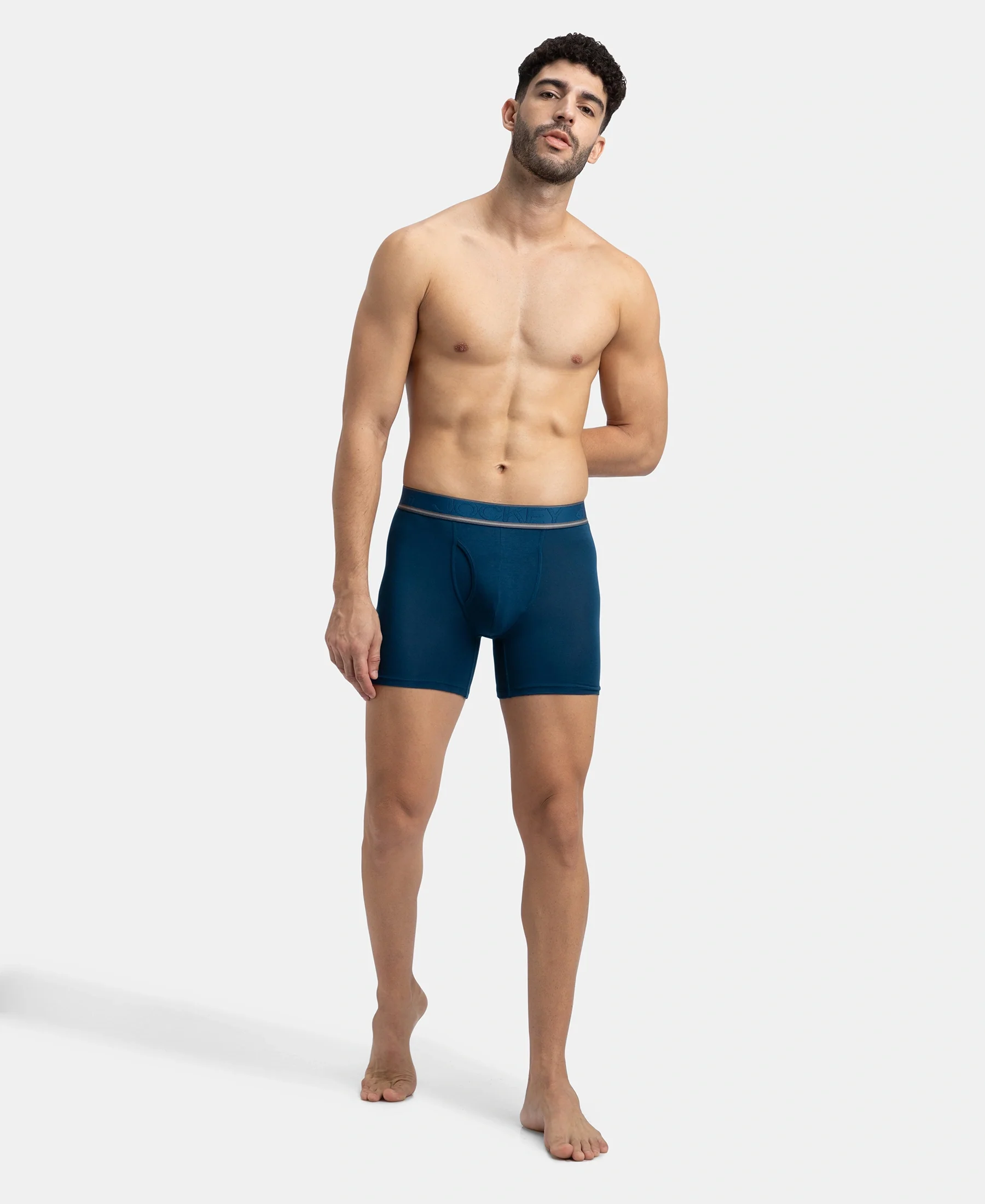 Tencel Micro Modal Elastane Stretch Solid Boxer Brief with Natural StayFresh Properties - Poseidon - Image 4