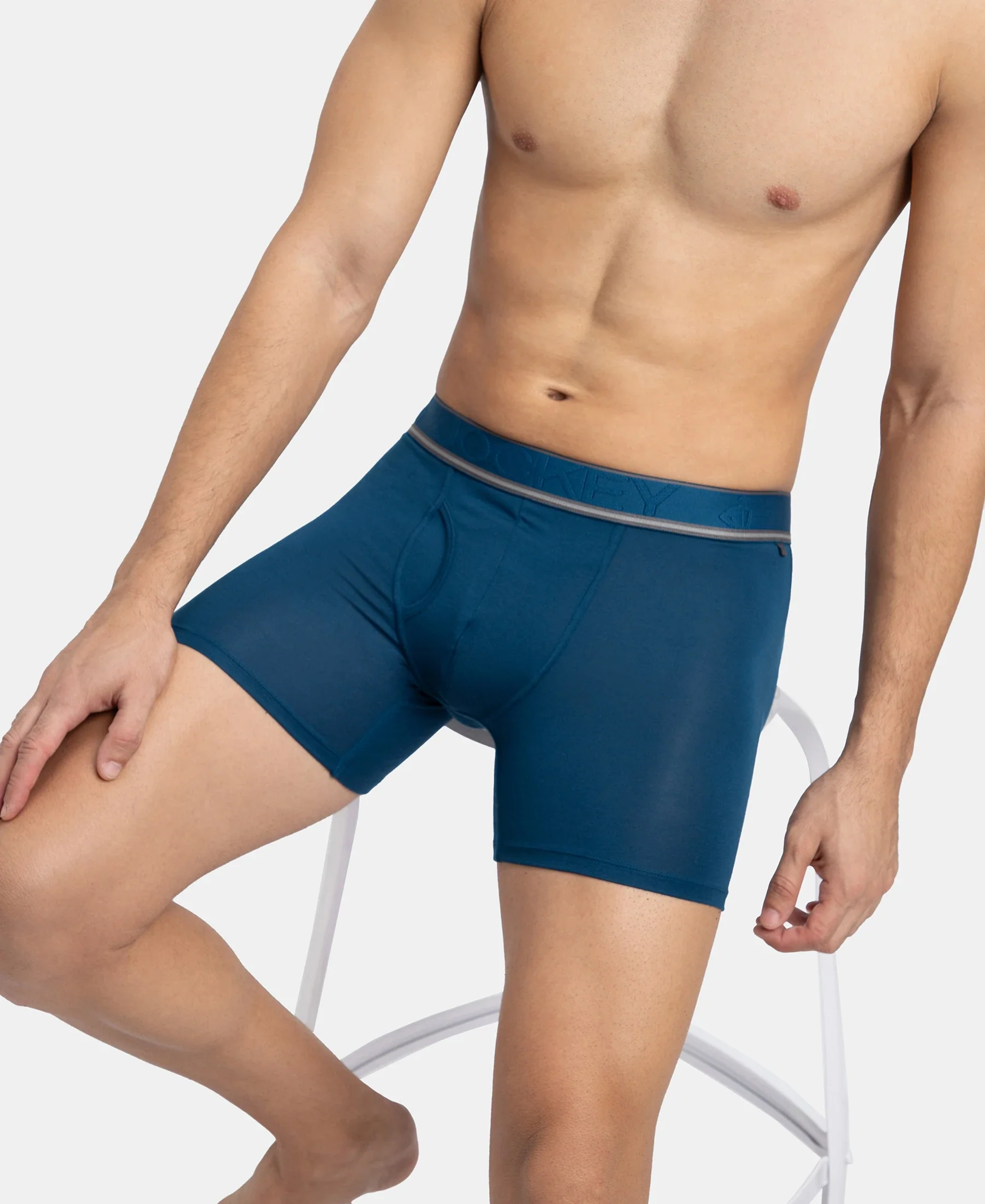 Tencel Micro Modal Elastane Stretch Solid Boxer Brief with Natural StayFresh Properties - Poseidon - Image 5