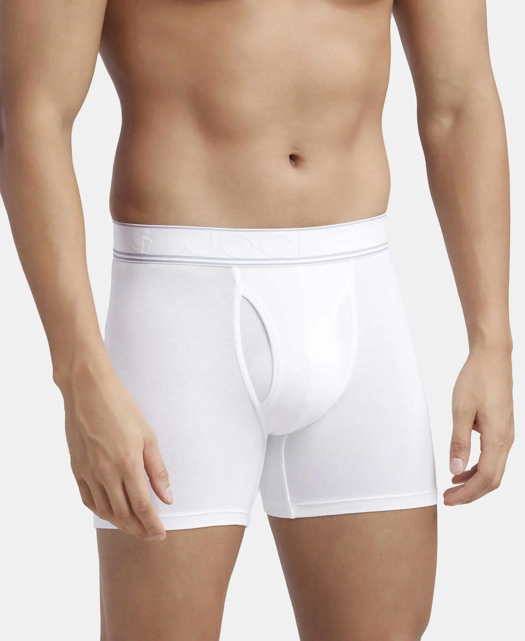 Tencel Micro Modal Elastane Stretch Solid Boxer Brief with Natural StayFresh Properties - White - Image 2