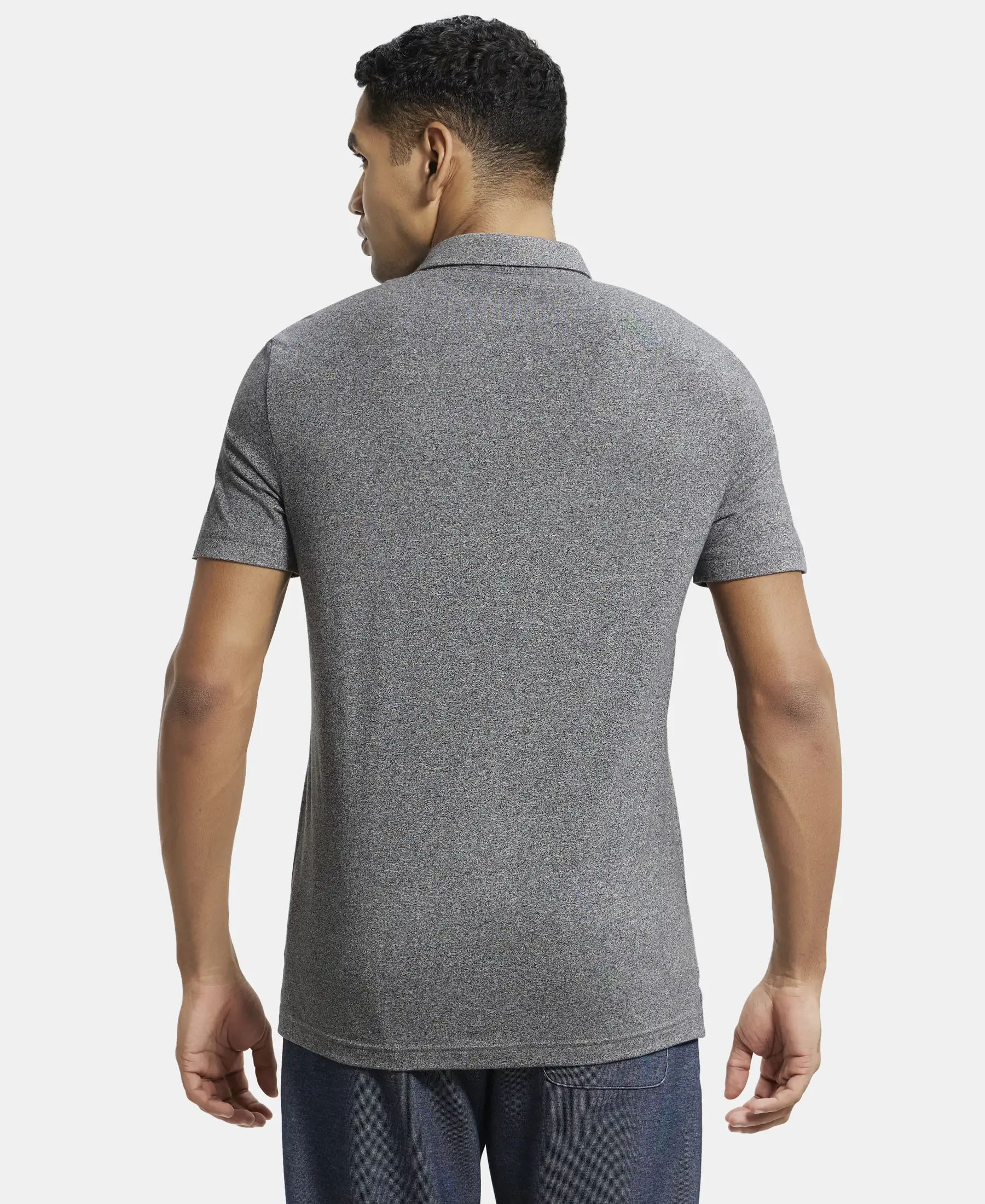 Tencel Micro Modal Supima Cotton Elastane Stretch Half Sleeve Polo T-Shirt - Black Jasper - Image 3