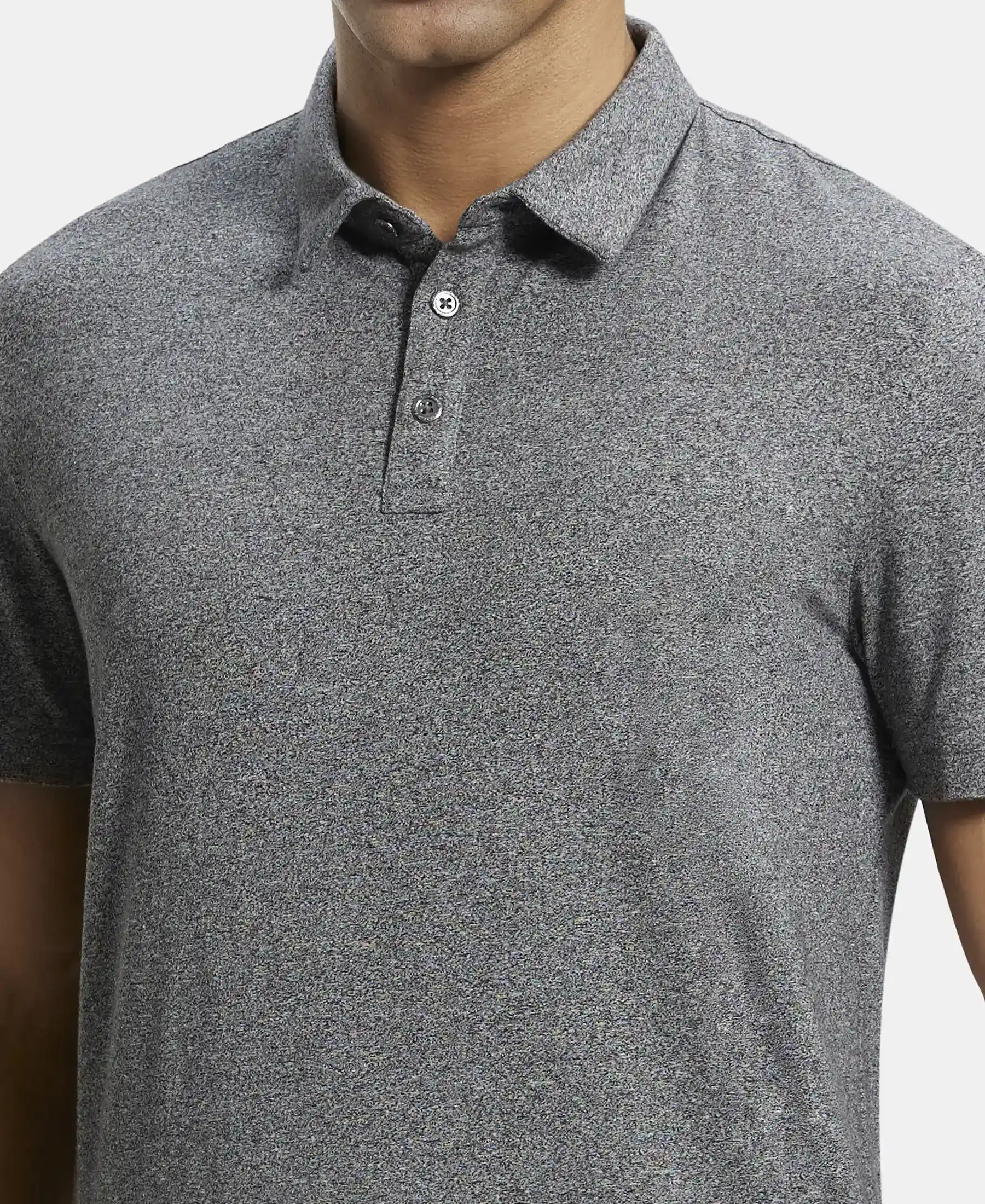 Tencel Micro Modal Supima Cotton Elastane Stretch Half Sleeve Polo T-Shirt - Black Jasper - Image 6