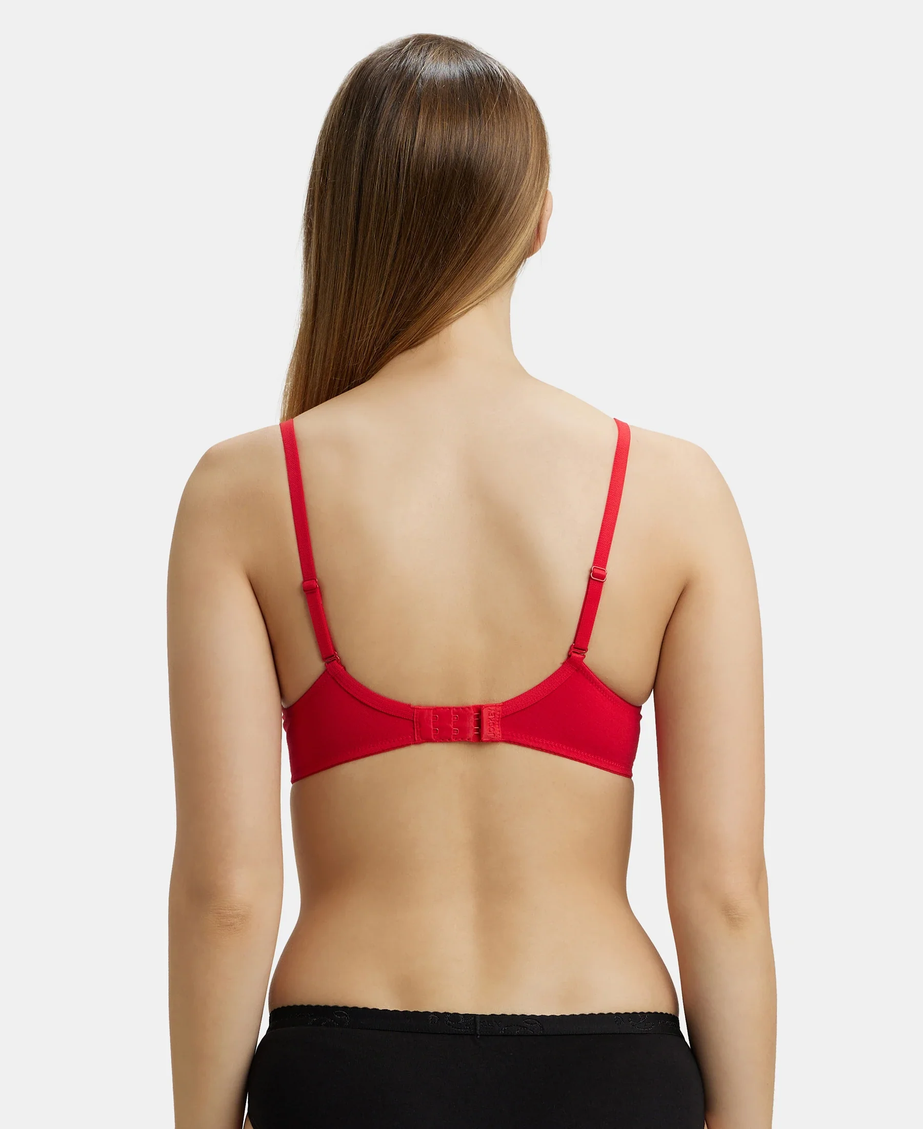 Under-Wired Padded Super Combed Cotton Elastane Stretch Medium Coverage T-Shirt Bra with Detachable Straps - Sangria Red - Image 3