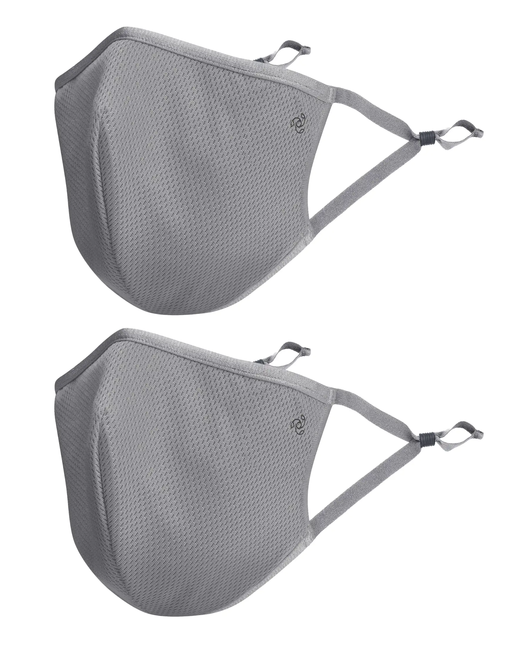 Unisex Polyester Mesh and Super Combed Cotton Woven Face Mask with Adjustable Nose-clip and Soft Elastic Ear Loops - Performance Grey (Pack of 2) - Image 5