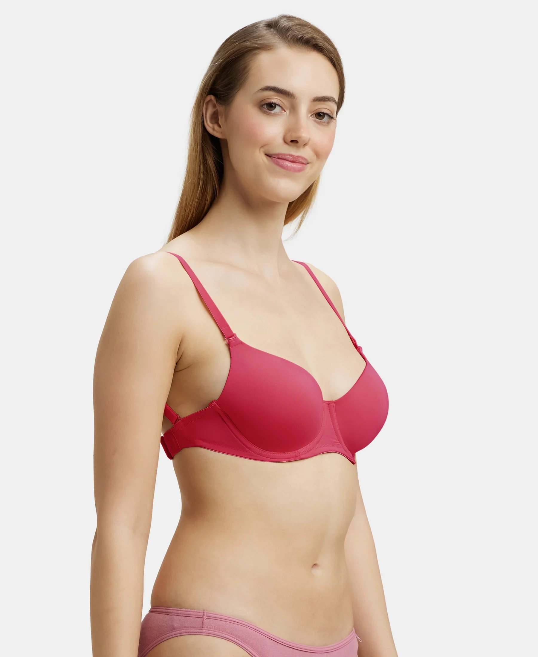 Wired Padded Soft Touch Microfiber Elastane Stretch Medium Coverage Multiway Backless Bra - Anemone - Image 2