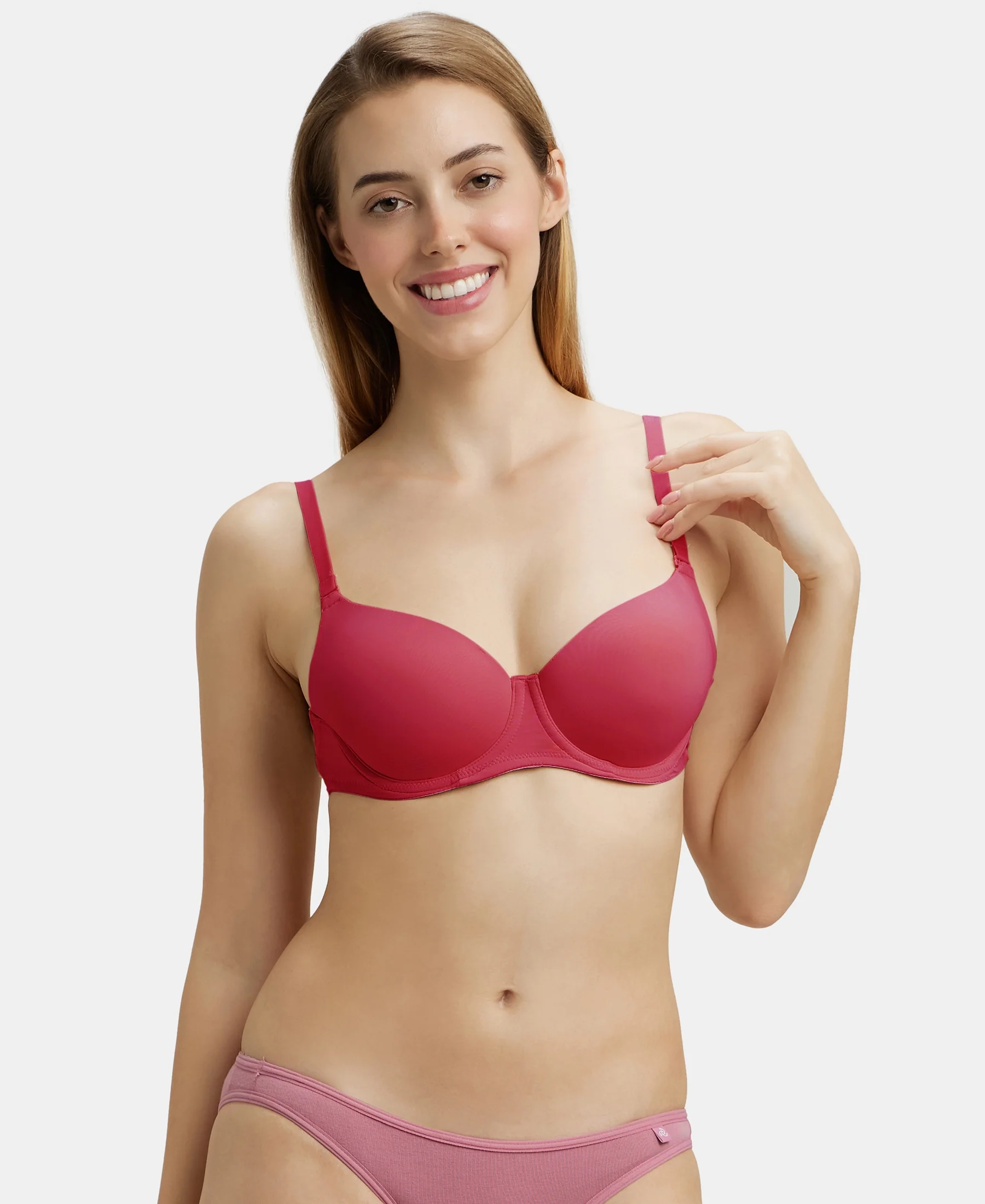 Wired Padded Soft Touch Microfiber Elastane Stretch Medium Coverage Multiway Backless Bra - Anemone - Image 4