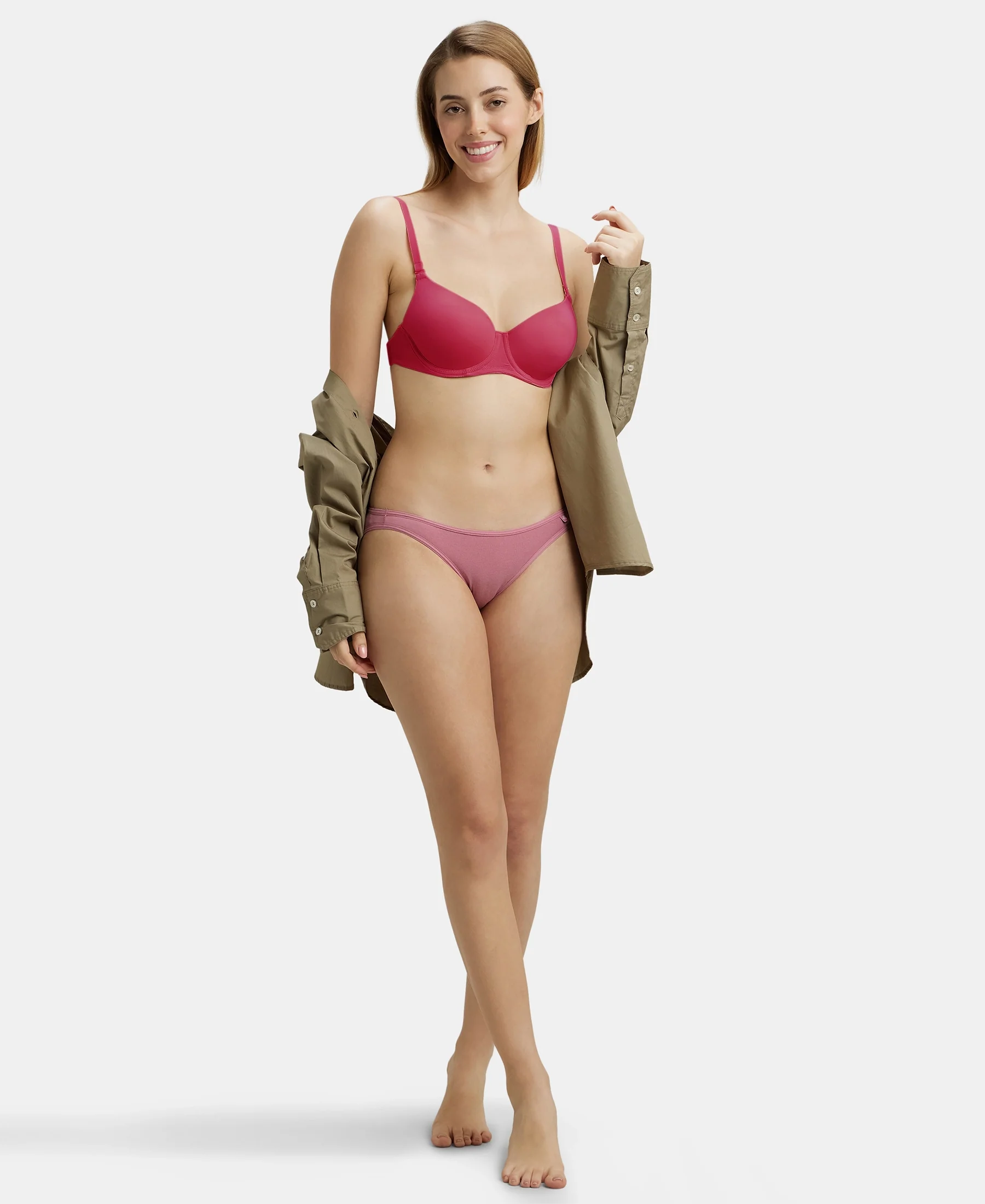 Wired Padded Soft Touch Microfiber Elastane Stretch Medium Coverage Multiway Backless Bra - Anemone - Image 5