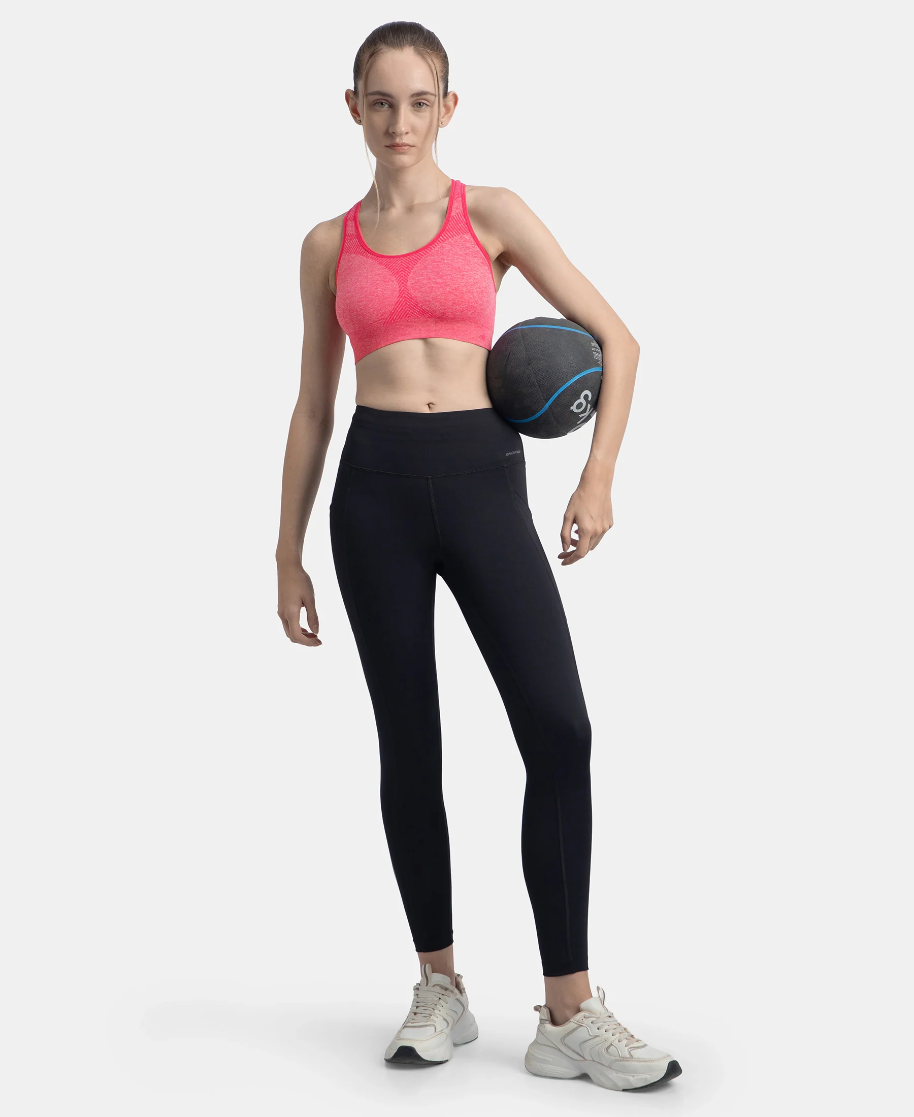 Wirefree Non Padded Micro Touch Nylon Elastane Full Coverage Active Bra With StayFresh Treatment - Ruby Melange - Image 6