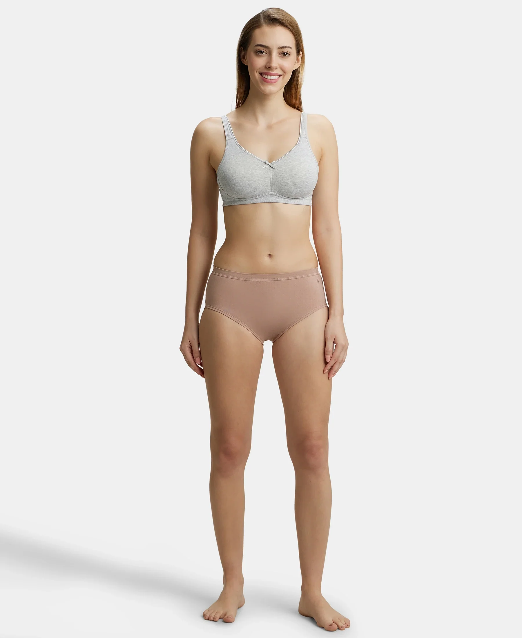 Wirefree Non Padded Plus Size Super Combed Cotton Elastane Stretch Full Coverage Everyday Bra with Concealed Shaper Panel - Steel Grey Melange - Image 4