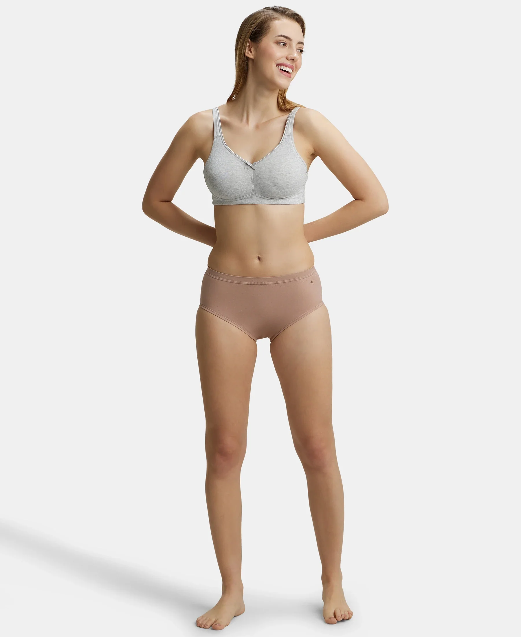 Wirefree Non Padded Plus Size Super Combed Cotton Elastane Stretch Full Coverage Everyday Bra with Concealed Shaper Panel - Steel Grey Melange - Image 6