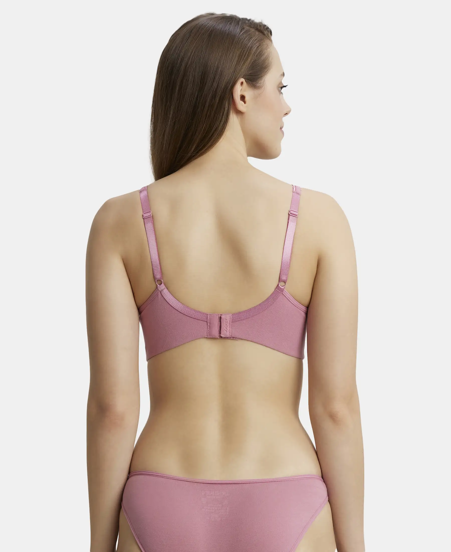 Wirefree Non Padded Plus Size Super Combed Cotton Elastane Stretch Full Coverage Everyday Bra with Concealed Shaper Panel - Heather Rose - Image 3