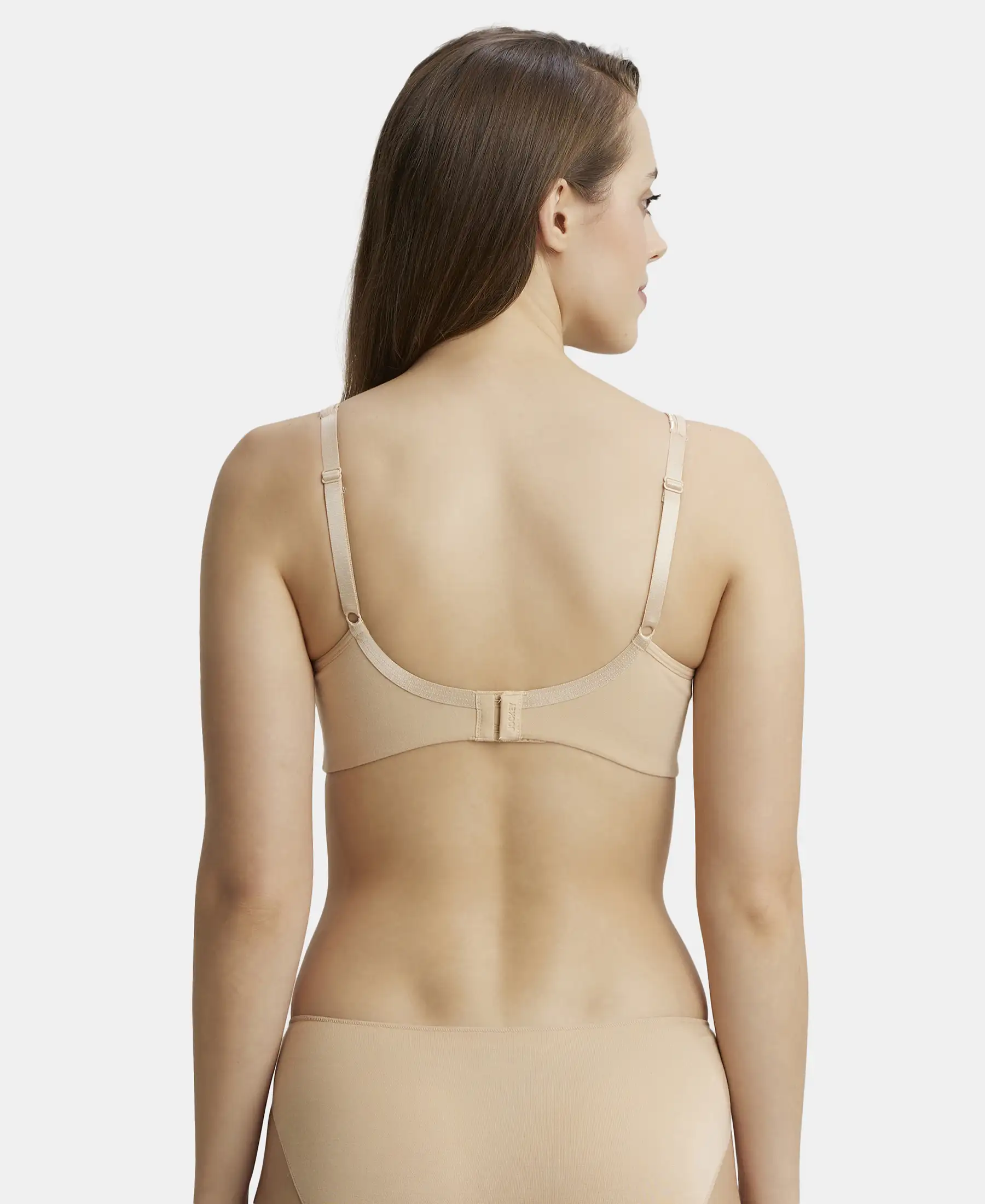 Wirefree Non Padded Plus Size Super Combed Cotton Elastane Stretch Full Coverage Everyday Bra with Concealed Shaper Panel - Skin - Image 3