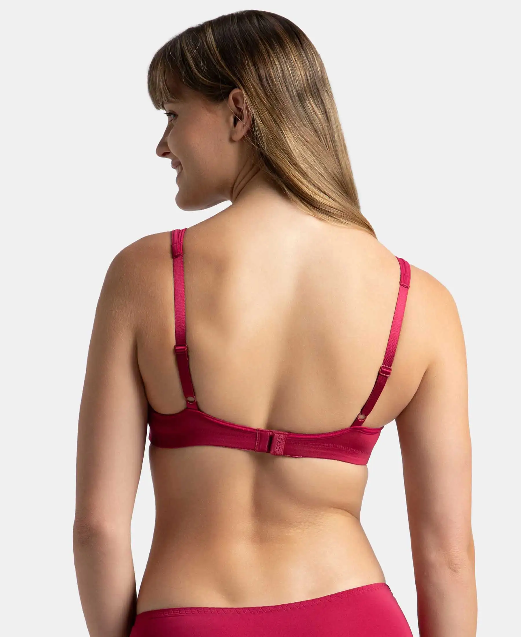 Wirefree Non Padded Soft Touch Microfiber Elastane Stretch Full Coverage Everyday Bra with Stylised Mesh Panel - Anemone - Image 3