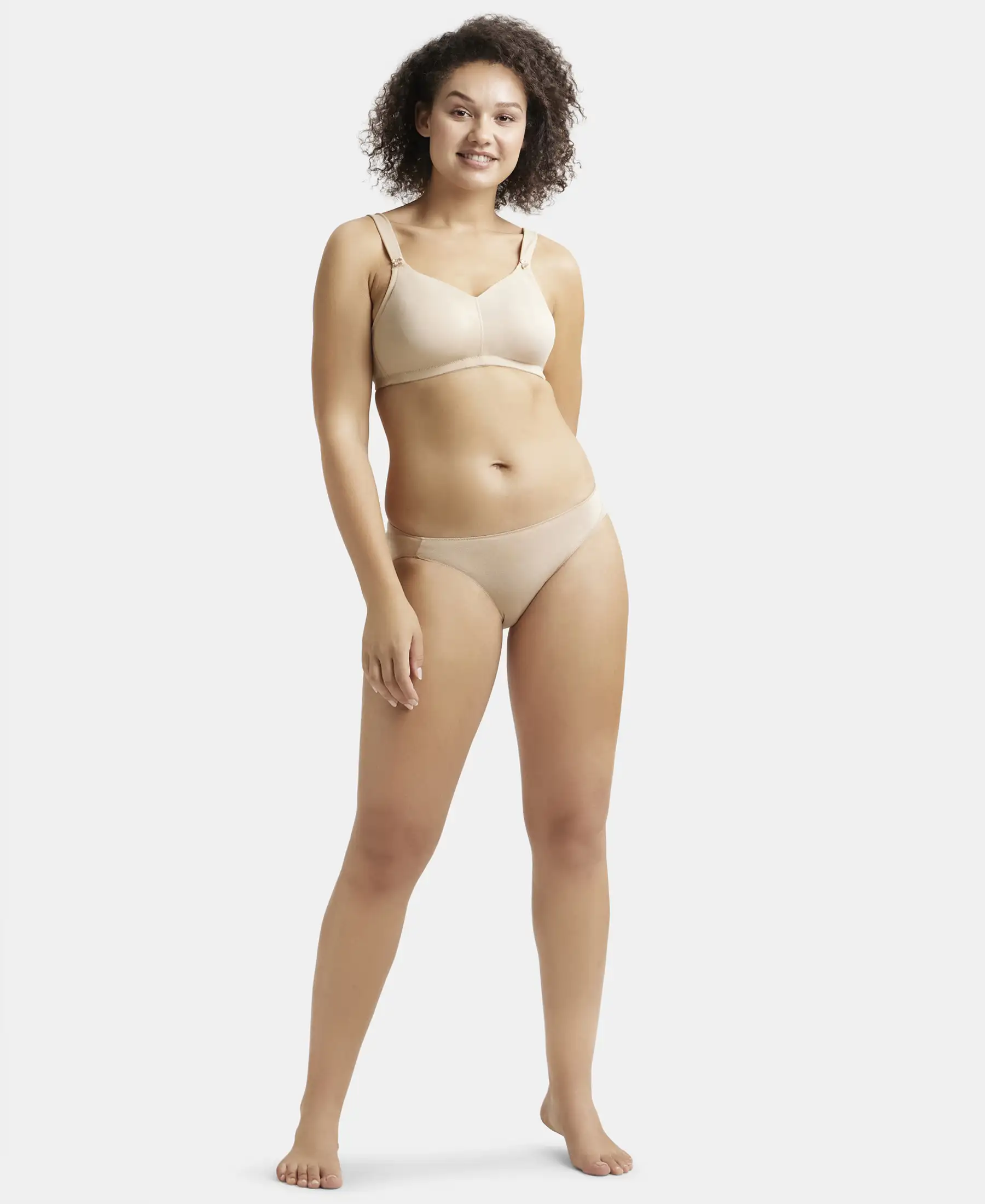 Wirefree Non Padded Soft Touch Microfiber Elastane Stretch Full Coverage Minimizer Bra with Broad Cushioned Fabric Strap - Light Skin - Image 4