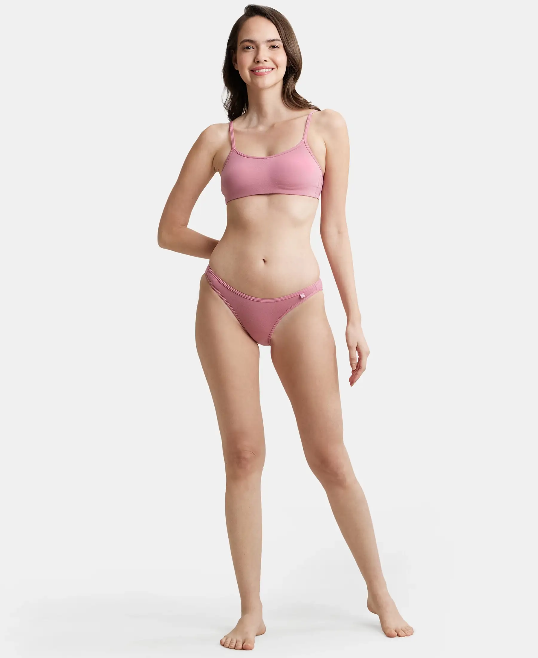 Wirefree Non Padded Super Combed Cotton Elastane Stretch Full Coverage Beginners Bra with Adjustable Straps - Heather Rose - Image 4