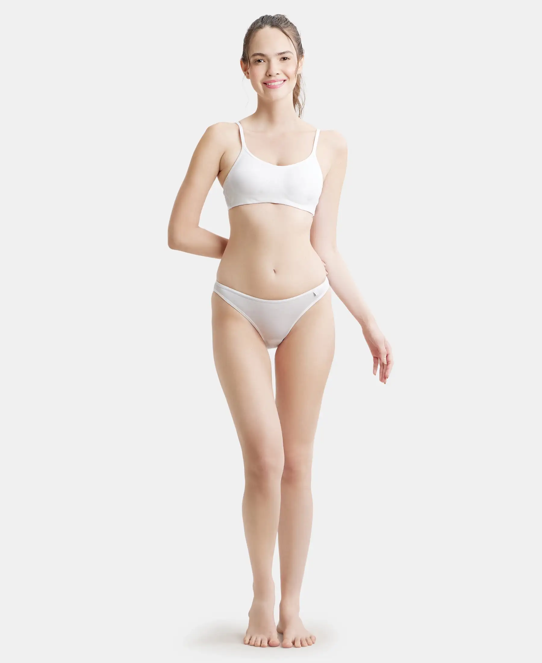 Wirefree Non Padded Super Combed Cotton Elastane Stretch Full Coverage Beginners Bra with Adjustable Straps - White - Image 4