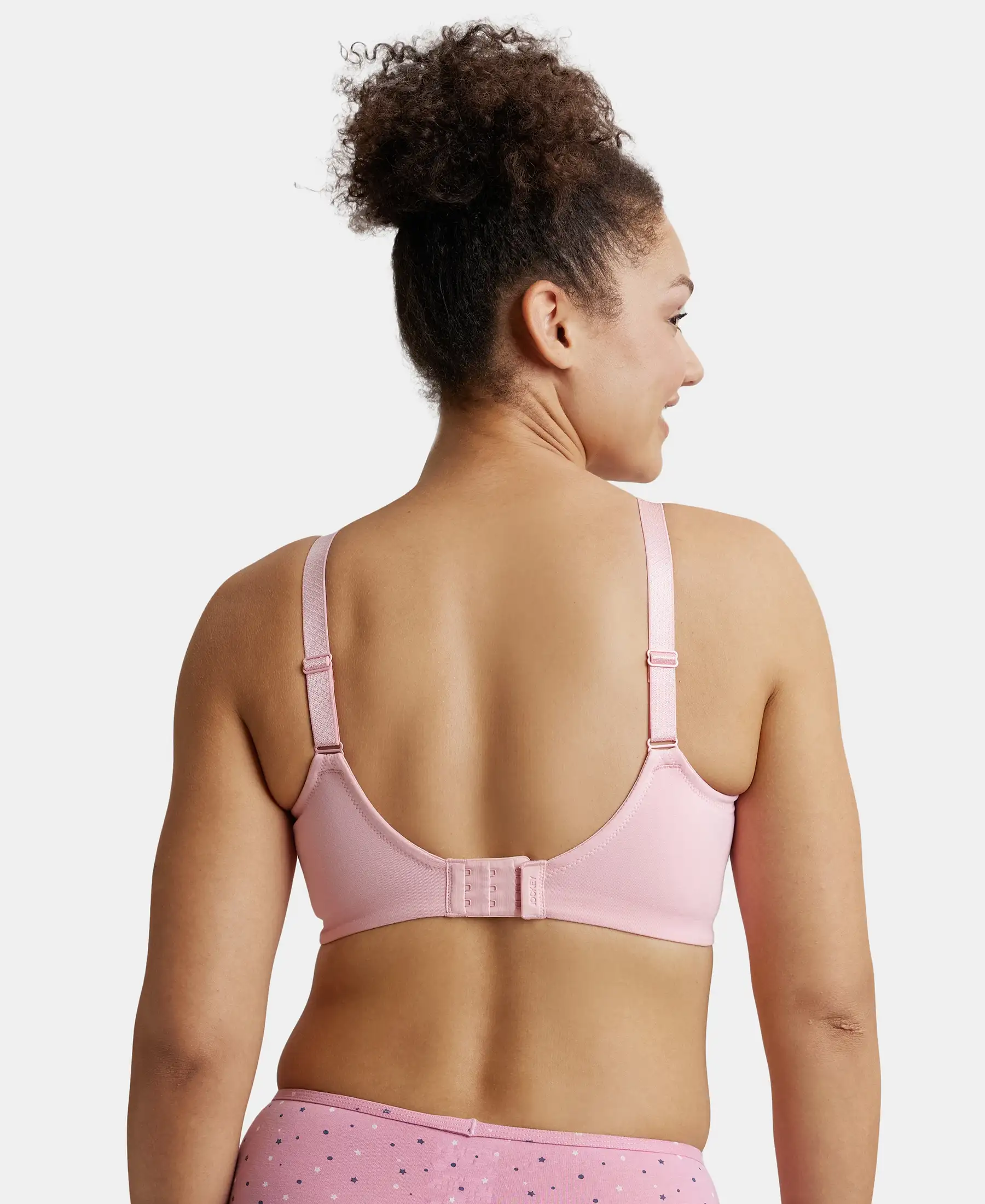 Wirefree Non Padded Super Combed Cotton Elastane Stretch Full Coverage Minimizer Bra - Candy Pink - Image 3