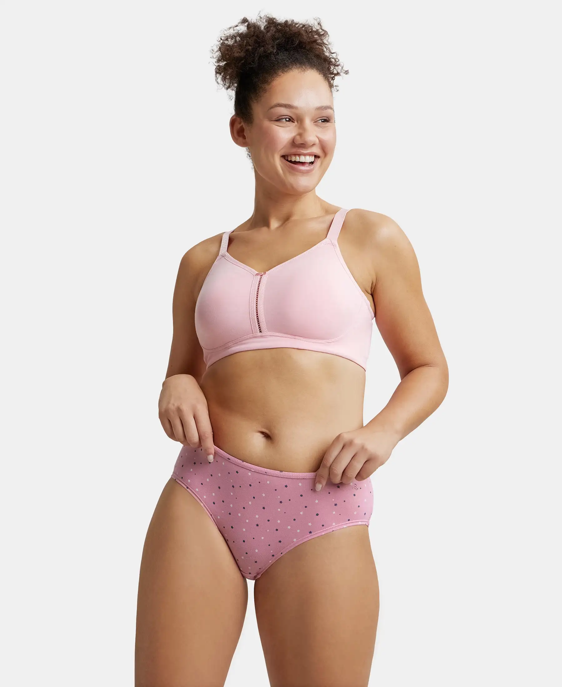 Wirefree Non Padded Super Combed Cotton Elastane Stretch Full Coverage Minimizer Bra - Candy Pink - Image 5