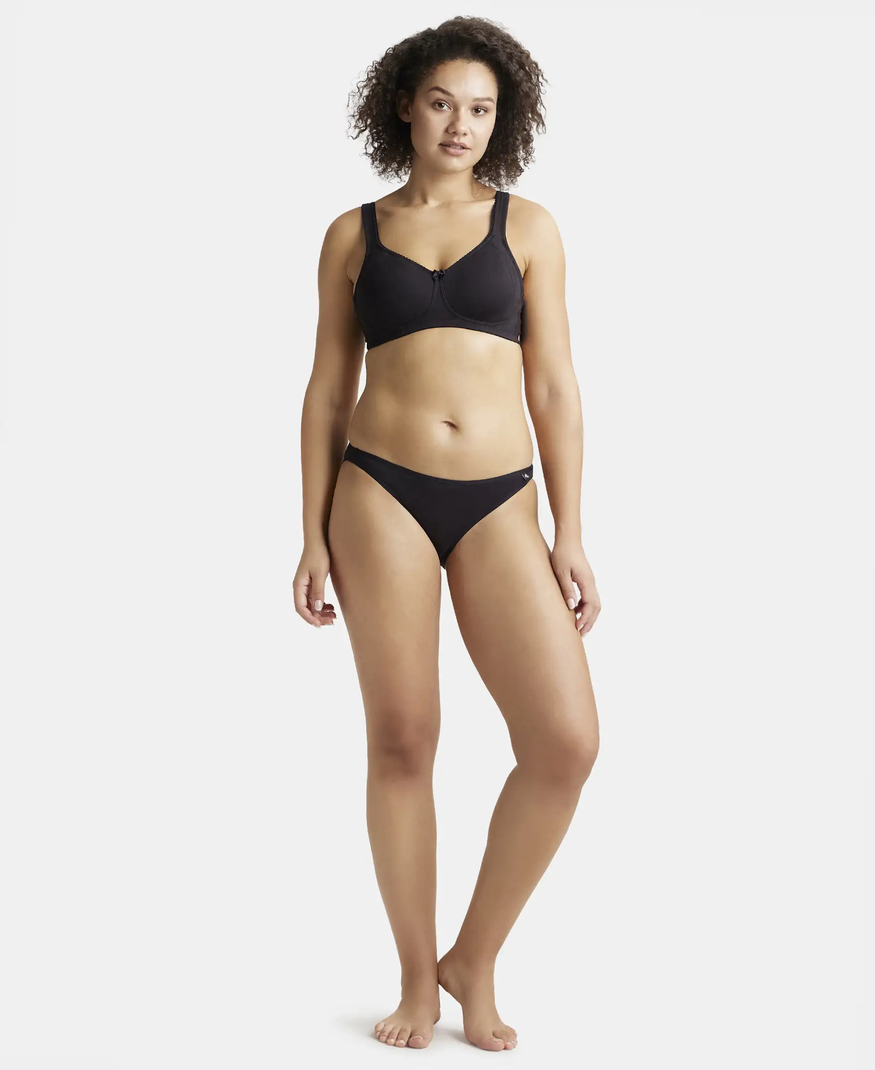 Wirefree Non Padded Super Combed Cotton Elastane Stretch Full Coverage Plus Size Bra Plush Lining Cup - Black - Image 4