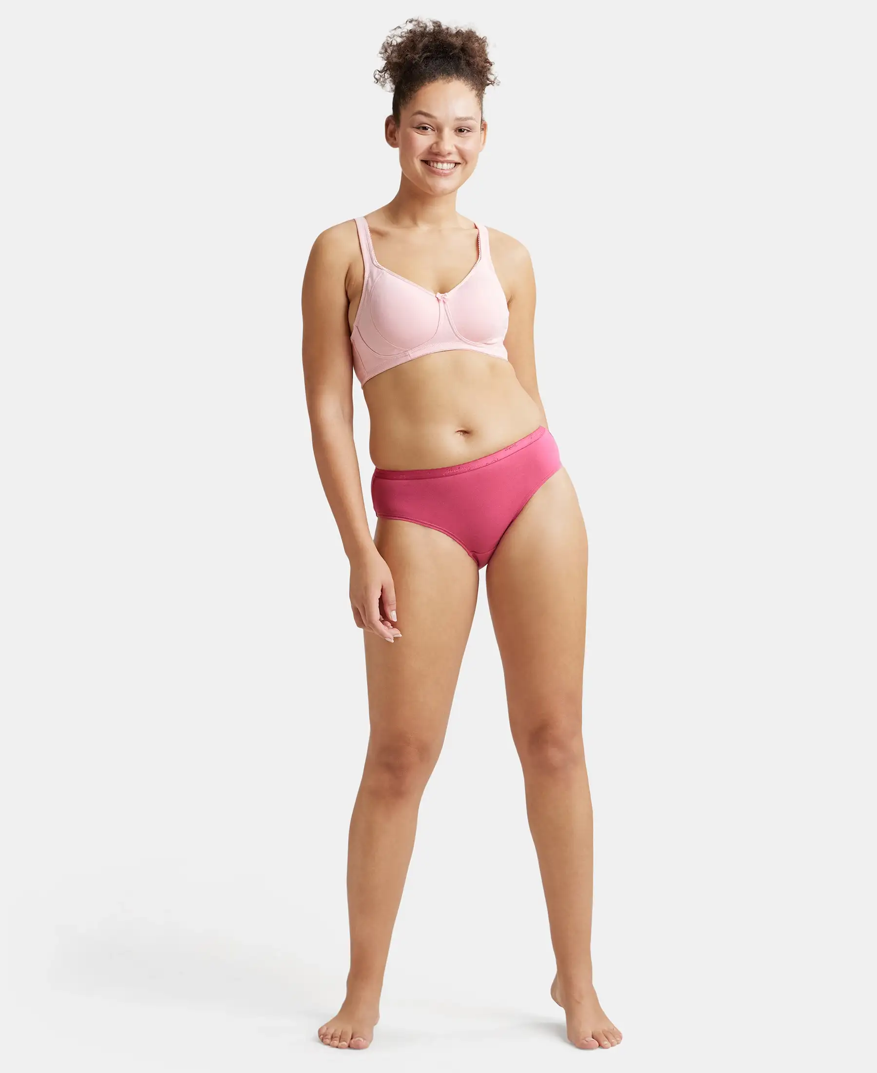 Wirefree Non Padded Super Combed Cotton Elastane Stretch Full Coverage Plus Size Bra Plush Lining Cup - Candy Pink - Image 4