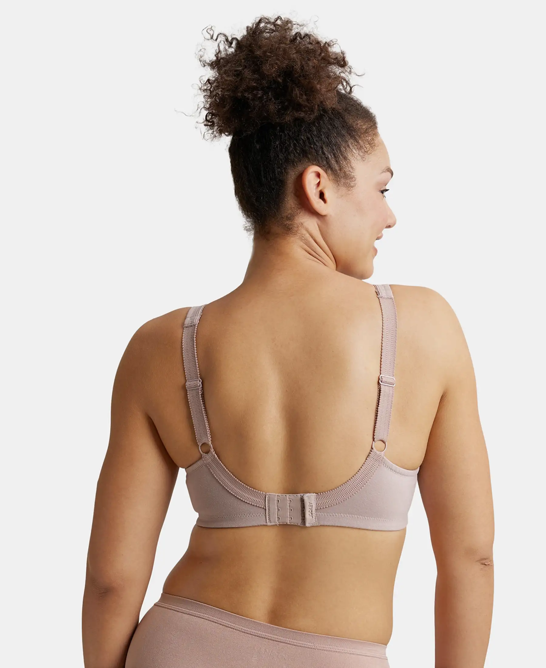 Wirefree Non Padded Super Combed Cotton Elastane Stretch Full Coverage Plus Size Bra Plush Lining Cup - Mocha - Image 3