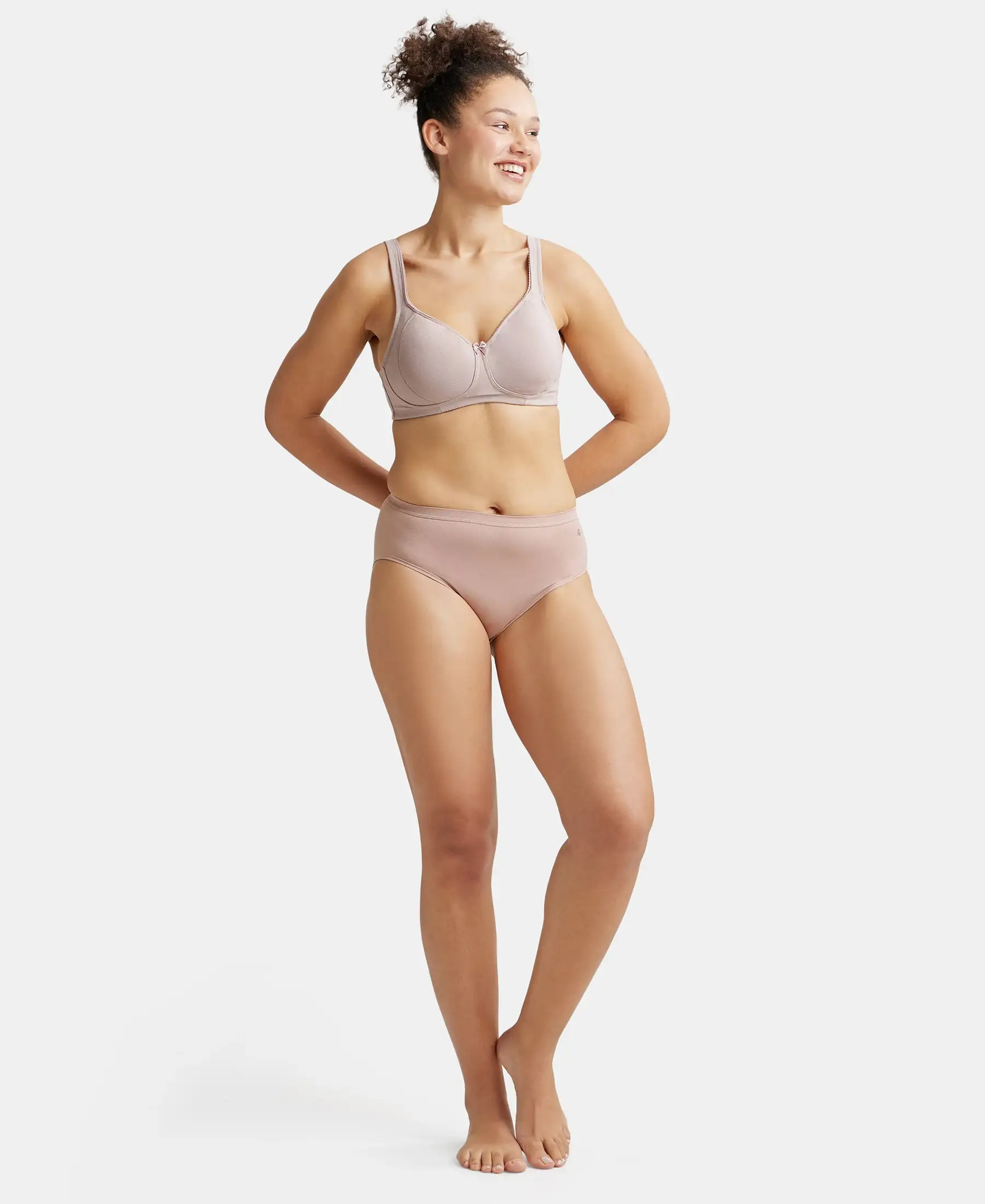 Wirefree Non Padded Super Combed Cotton Elastane Stretch Full Coverage Plus Size Bra Plush Lining Cup - Mocha - Image 4