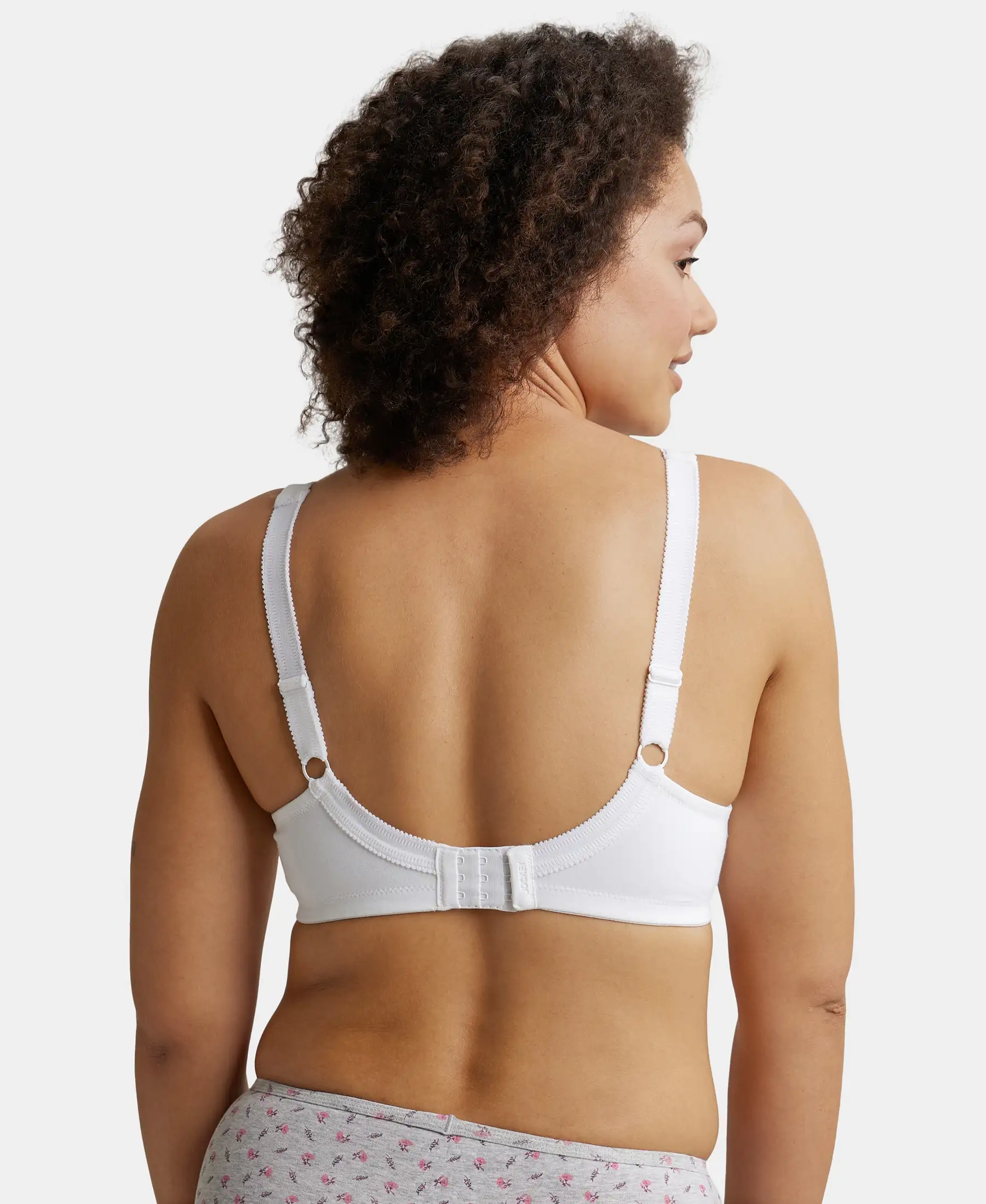 Wirefree Non Padded Super Combed Cotton Elastane Stretch Full Coverage Plus Size Bra Plush Lining Cup - White - Image 3