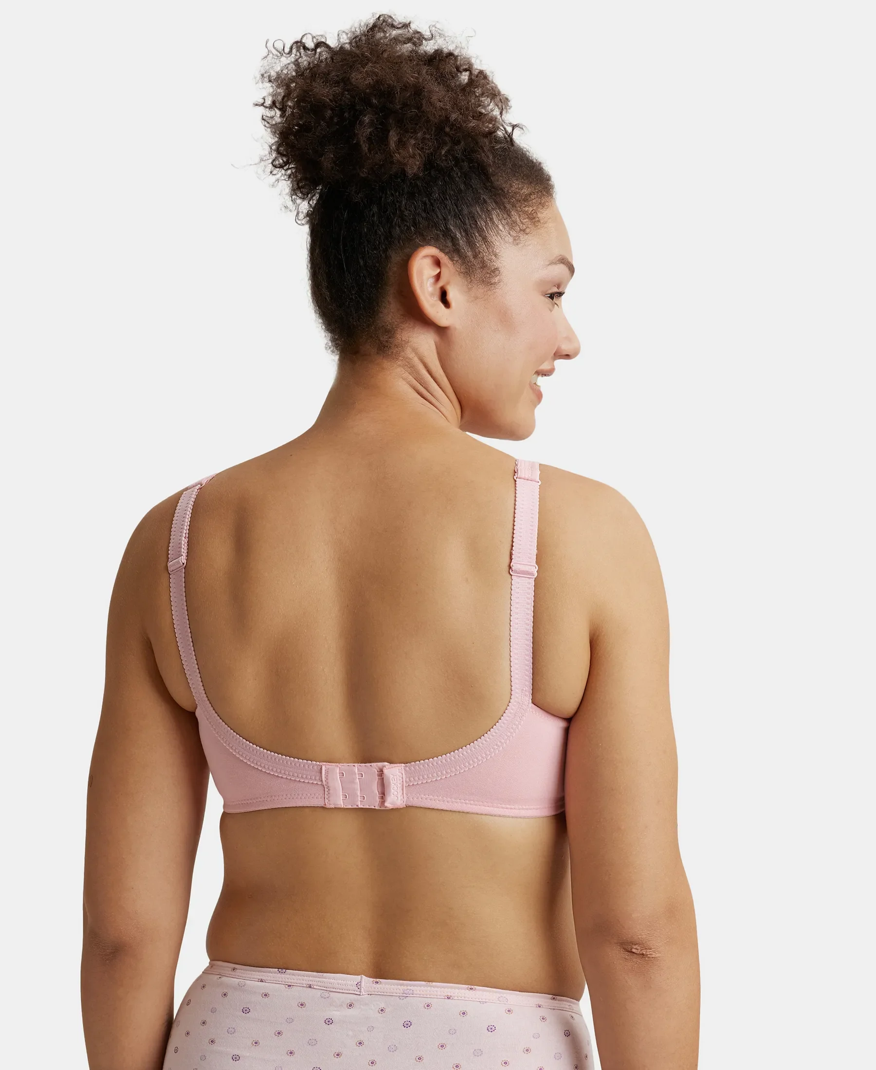 Wirefree Non Padded Super Combed Cotton Elastane Stretch Full Coverage Plus Size Bra with Side Panel Support - Candy Pink - Image 3