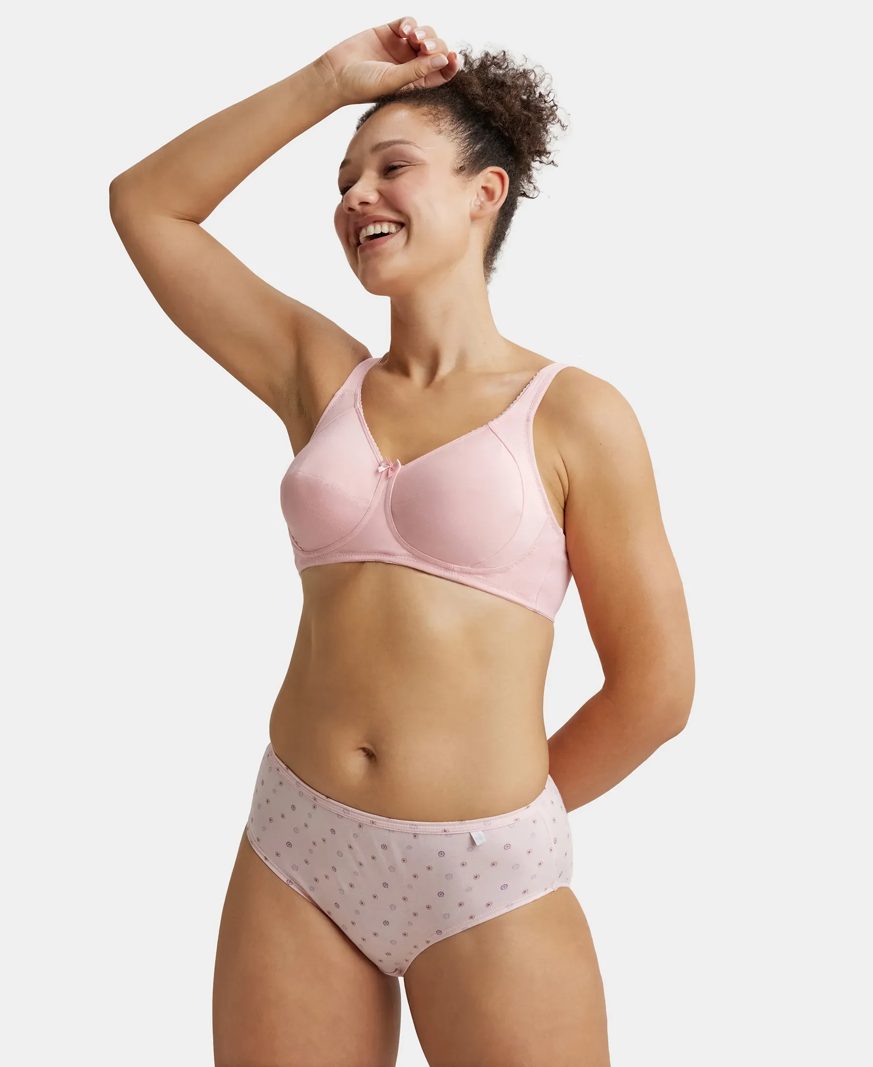 Wirefree Non Padded Super Combed Cotton Elastane Stretch Full Coverage Plus Size Bra with Side Panel Support - Candy Pink - Image 5