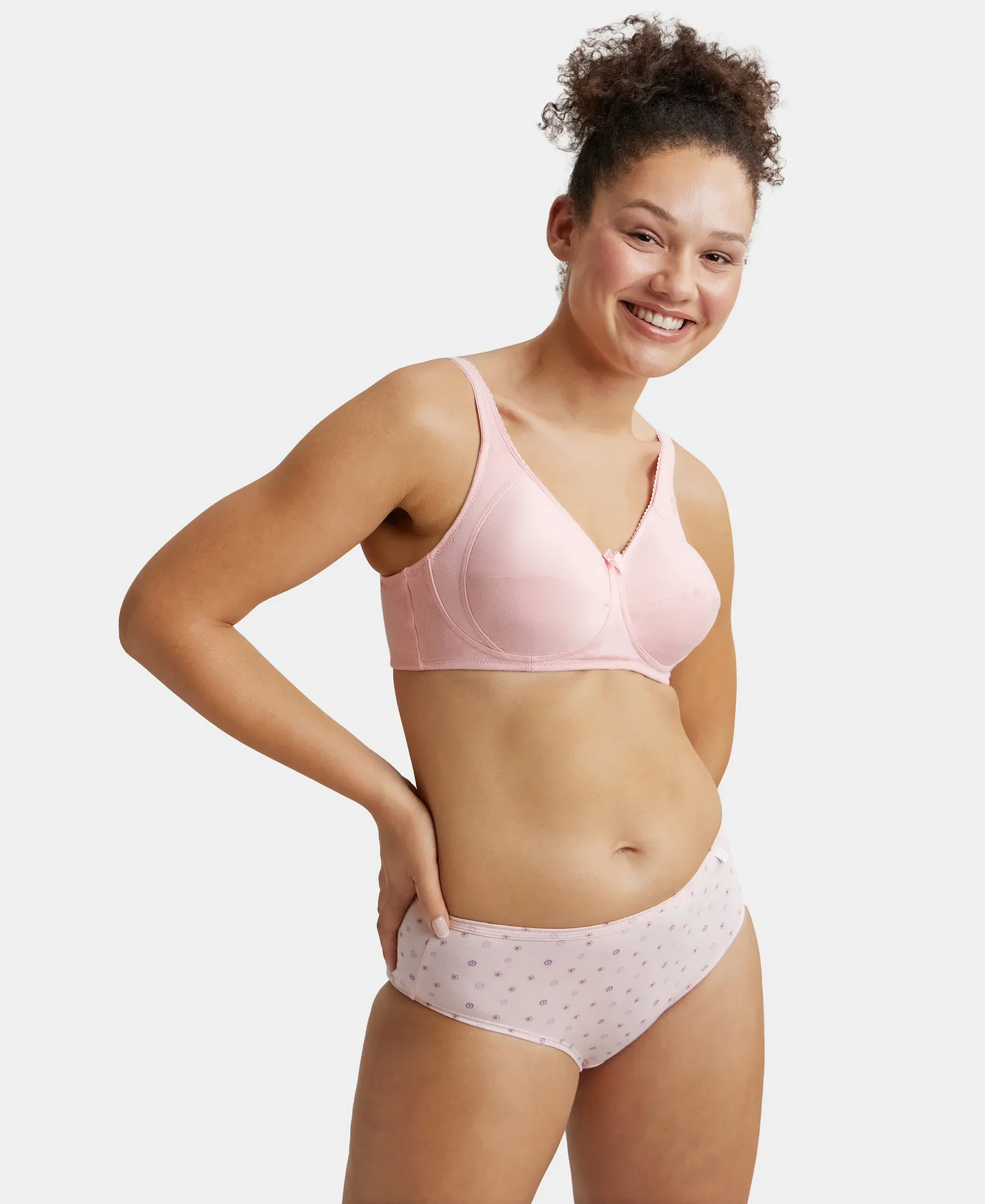 Wirefree Non Padded Super Combed Cotton Elastane Stretch Full Coverage Plus Size Bra with Side Panel Support - Candy Pink - Image 6