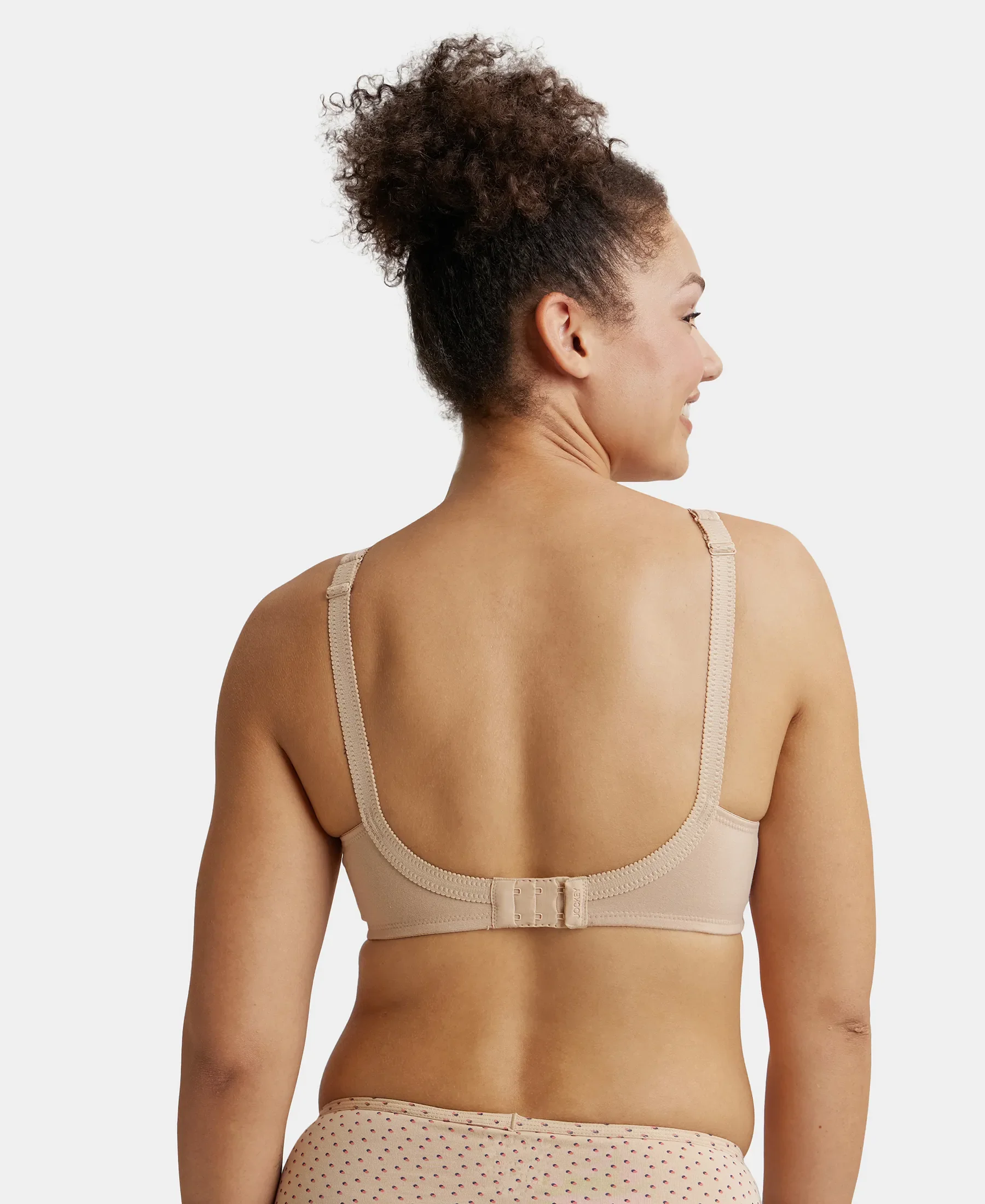 Wirefree Non Padded Super Combed Cotton Elastane Stretch Full Coverage Plus Size Bra with Side Panel Support - Light Skin - Image 3