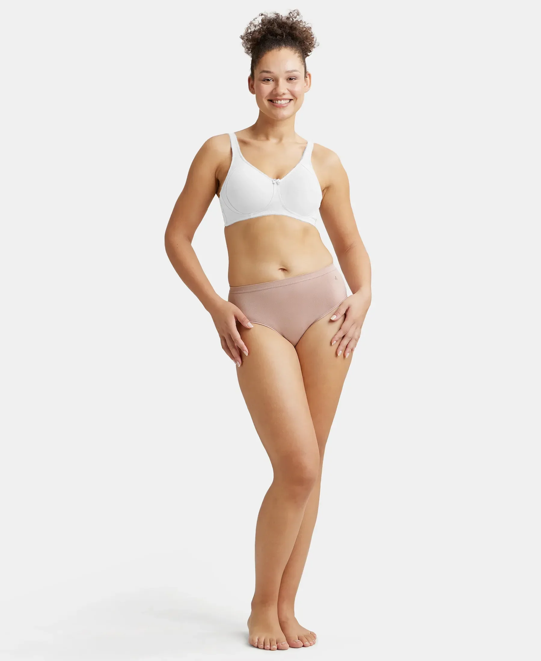 Wirefree Non Padded Super Combed Cotton Elastane Stretch Full Coverage Plus Size Bra with Side Panel Support - White - Image 4