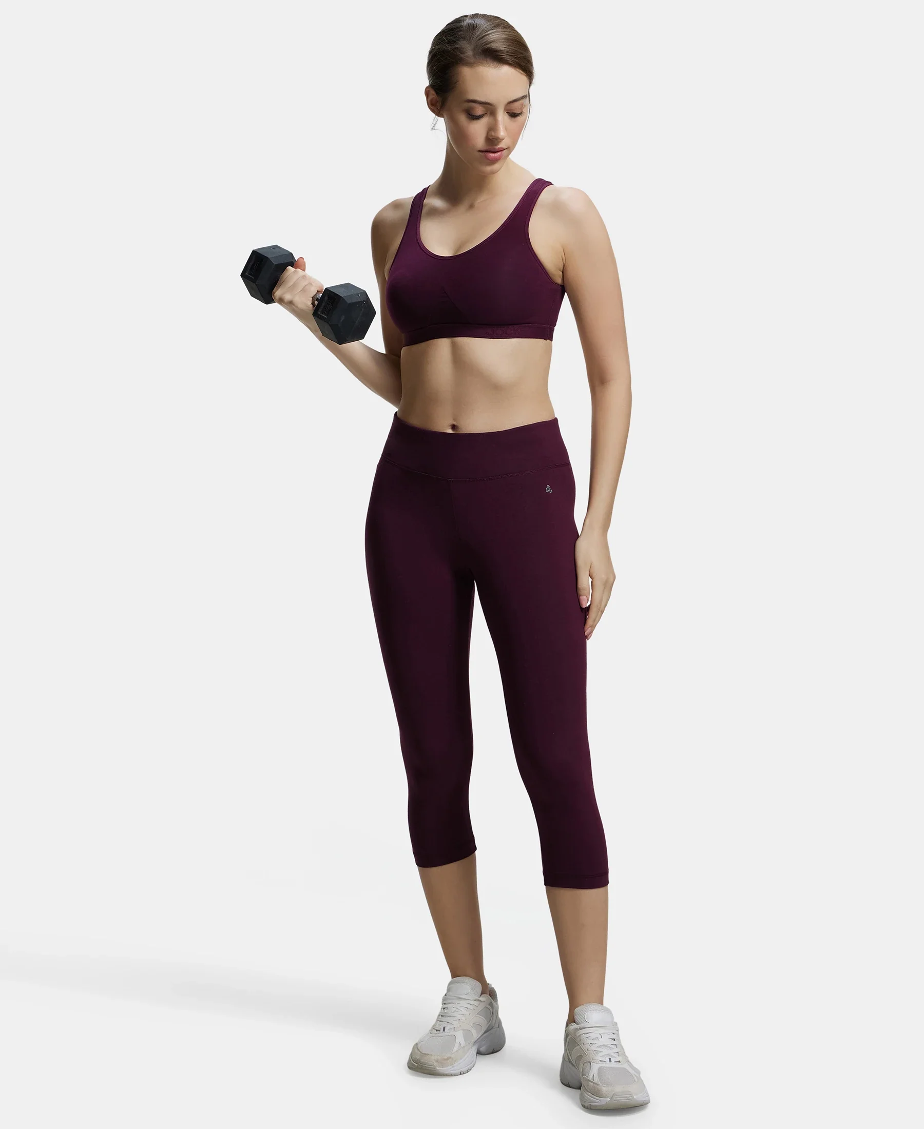 Wirefree Non Padded Super Combed Cotton Elastane Stretch Full Coverage Slip-On Active Bra with Wider Straps and Moisture Move Treatment - Wine Tasting - Image 7