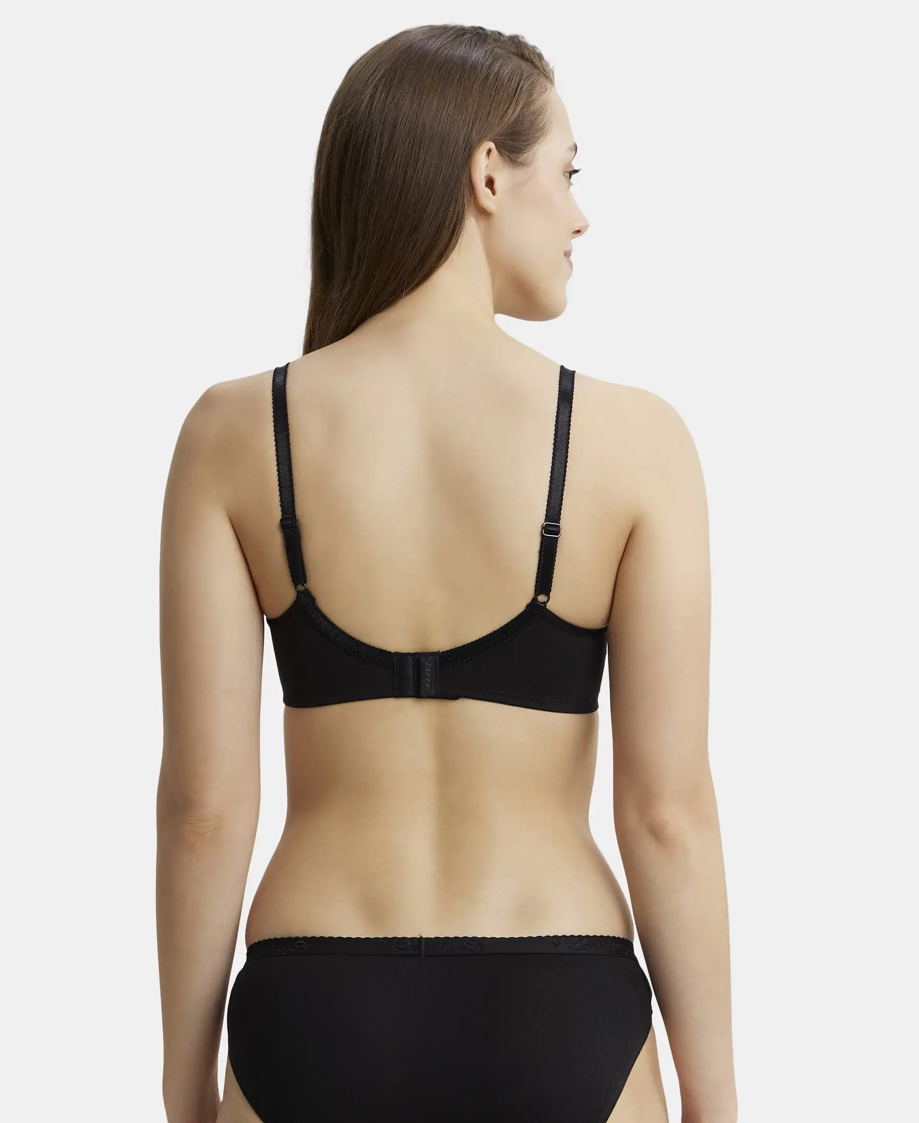Wirefree Non Padded Super Combed Cotton Elastane Stretch Medium Coverage Cross Over Everyday Bra - Black - Image 3