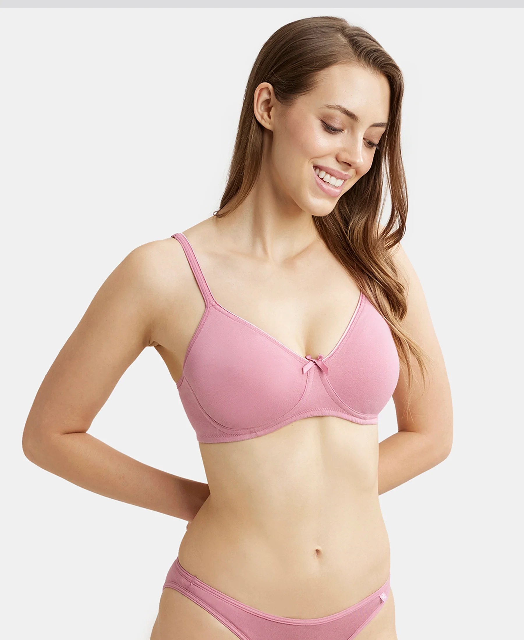 Wirefree Non Padded Super Combed Cotton Elastane Stretch Medium Coverage Everyday Bra with Concealed Shaper Panel - Heather Rose - Image 5