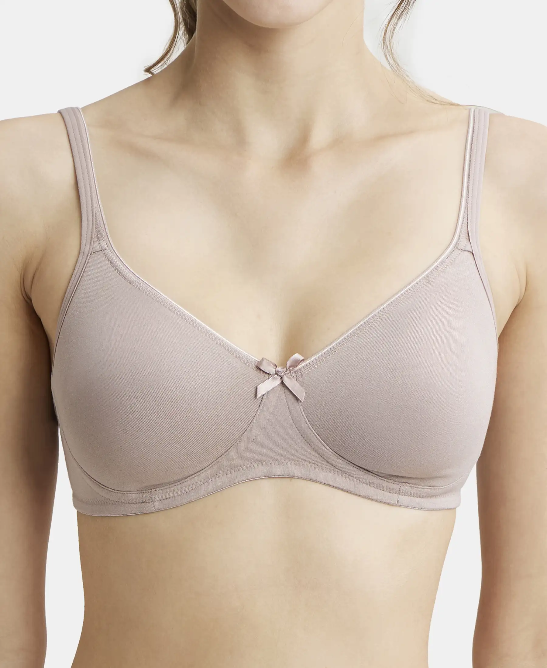 Wirefree Non Padded Super Combed Cotton Elastane Stretch Medium Coverage Everyday Bra with Concealed Shaper Panel - Mocha - Image 7
