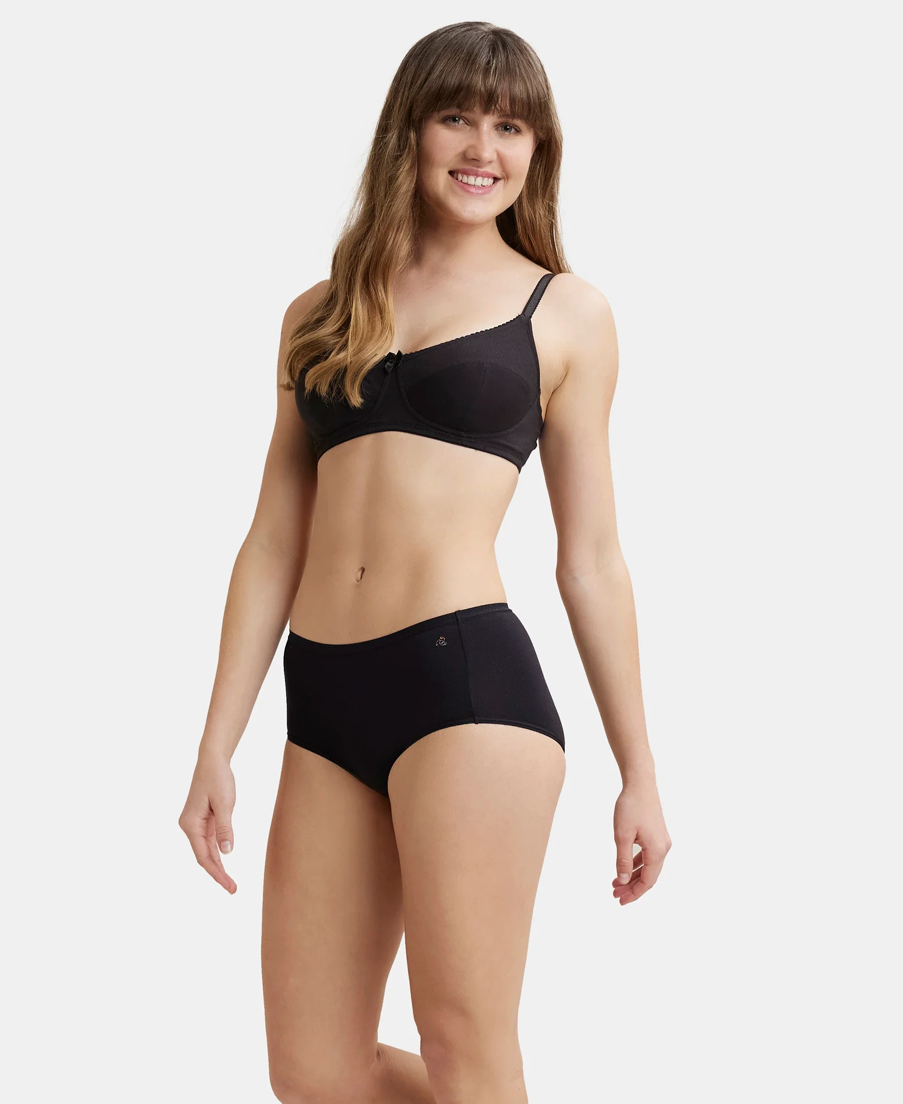 Wirefree Non Padded Super Combed Cotton Elastane Stretch Full Coverage Plus Size Bra with Soft Adjustable Straps - Black - Image 6