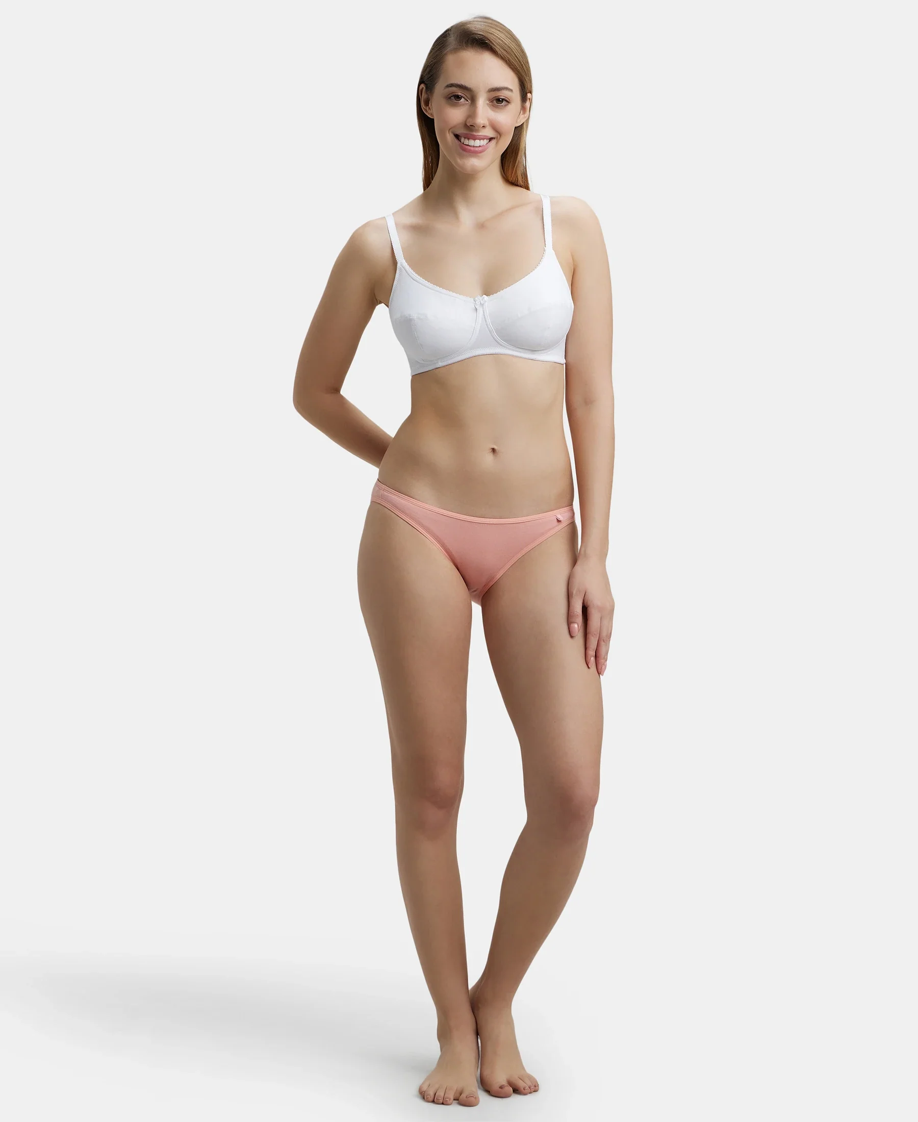 Wirefree Non Padded Super Combed Cotton Elastane Stretch Full Coverage Everyday Bra with Soft Adjustable Straps - White - Image 4