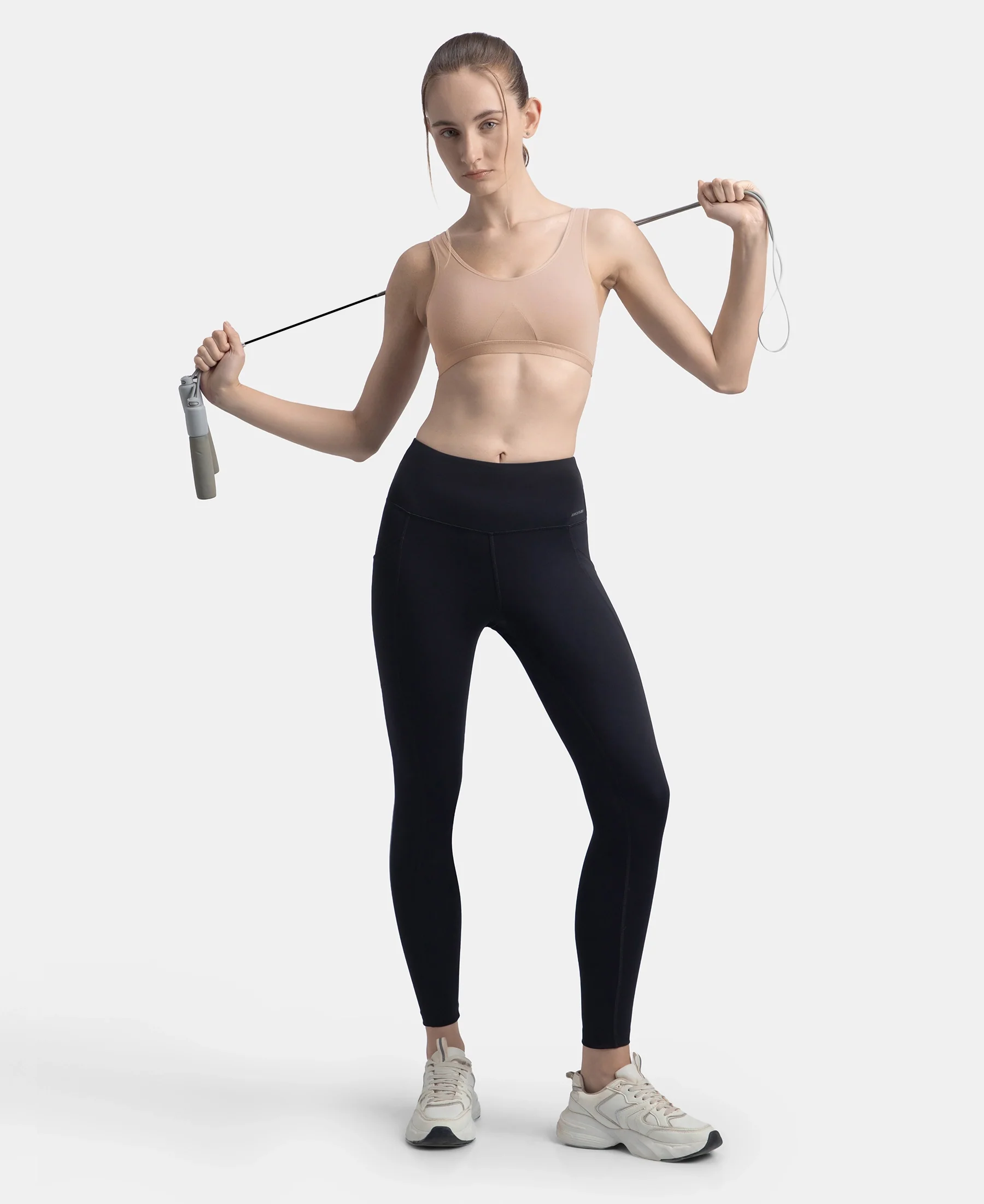 Wirefree Non Padded Super Combed Cotton Elastane Stretch Full Coverage Slip-On Active Bra with Wider Straps and Moisture Move Treatment - Mocha - Image 6