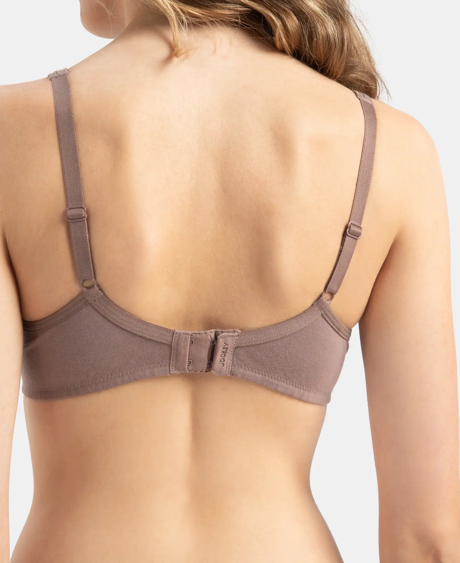 Wirefree Non Padded Super Combed Cotton Elastane Stretch Medium Coverage Everyday Bra with Concealed Shaper Panel - Deep Taupe - Image 8