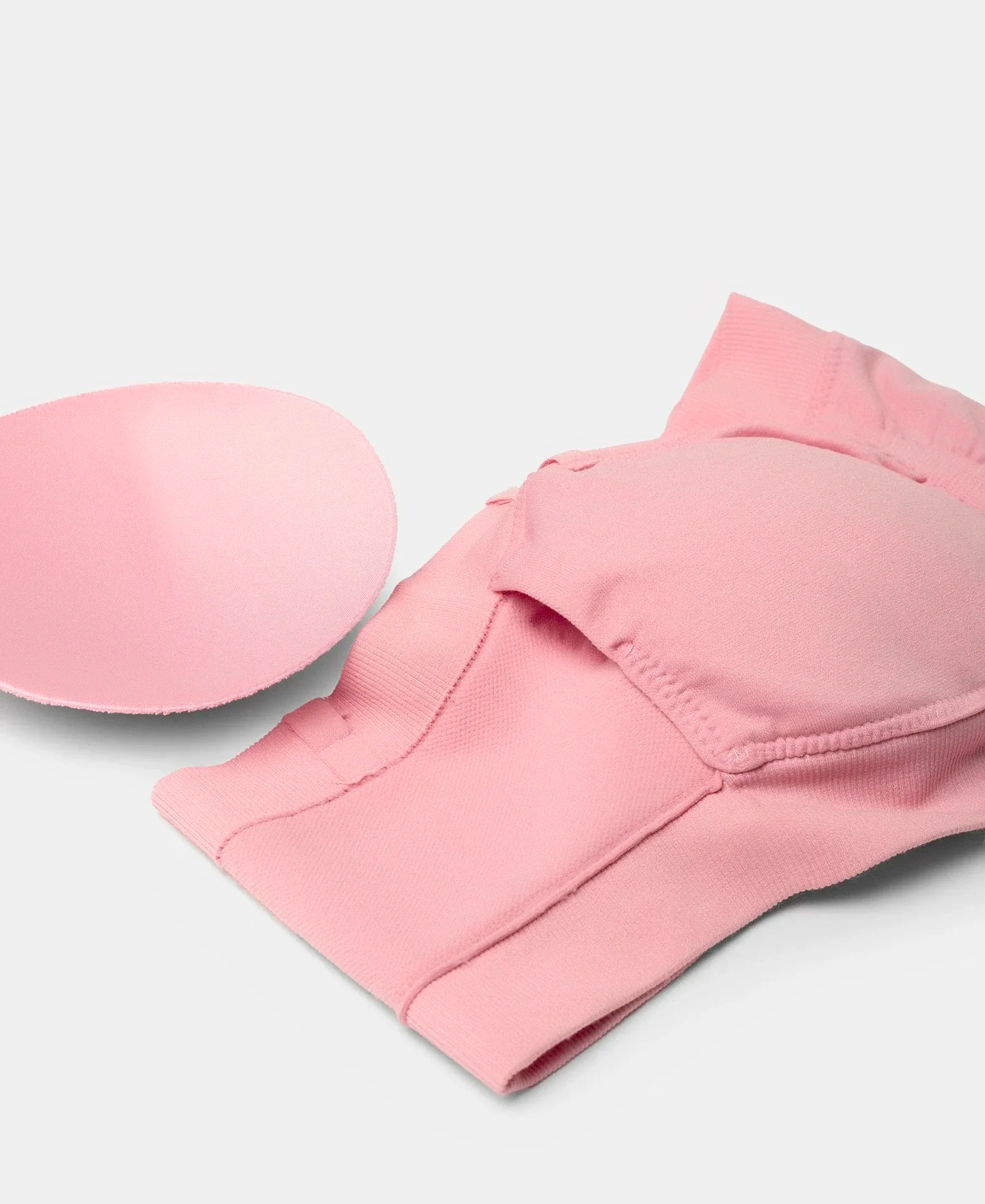 Wirefree Padded Micro Touch Nylon Elastane Stretch Bandeau Bra with Removable Pads and Detachable Transparent Straps - Crush N Blush - Image 11
